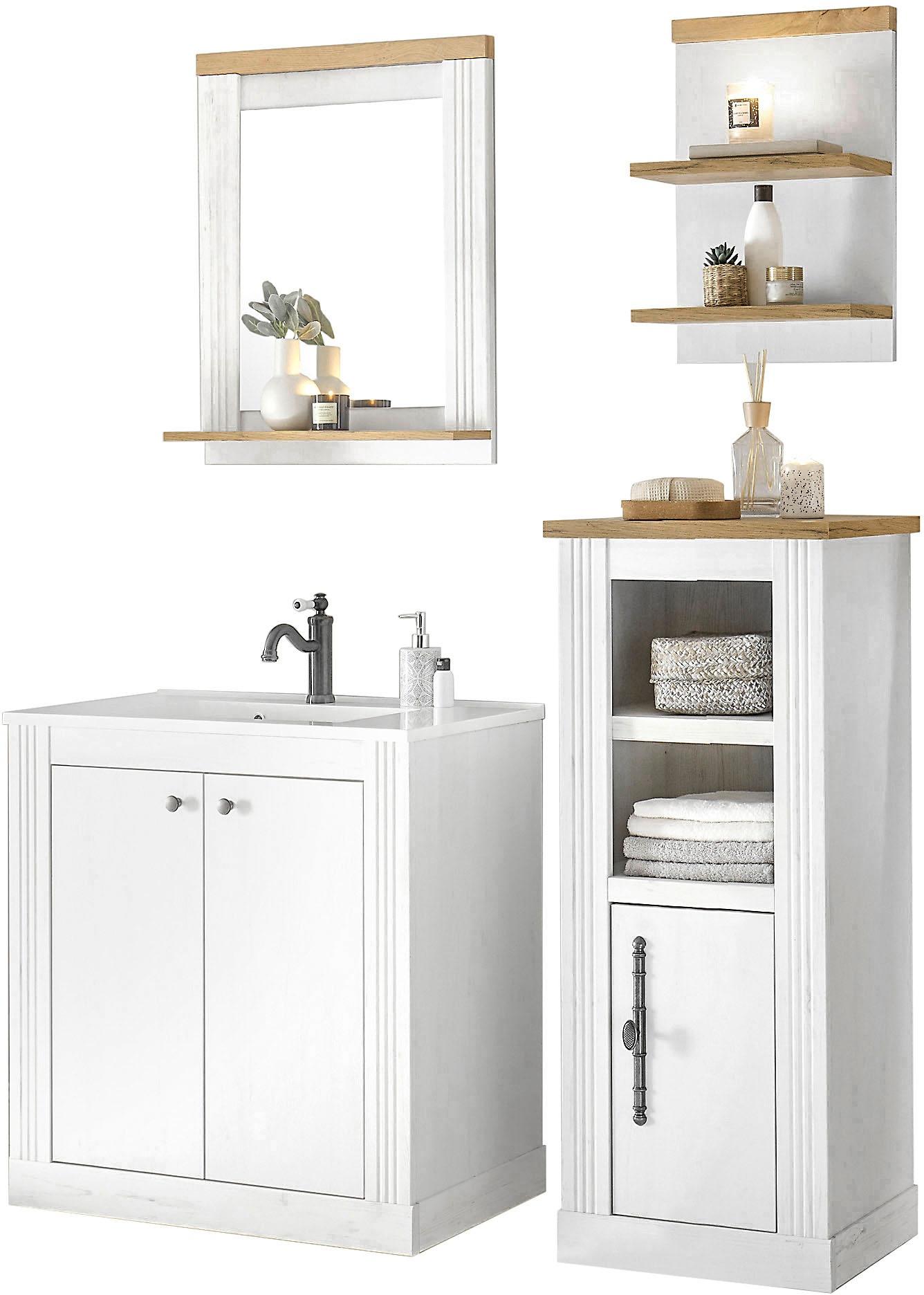 Image of GOODproduct Badmöbel-Set "WESTMINSTER, Bad im Landhausstil, 2-teiliges Badezimmer" 4 Stk. tlg.