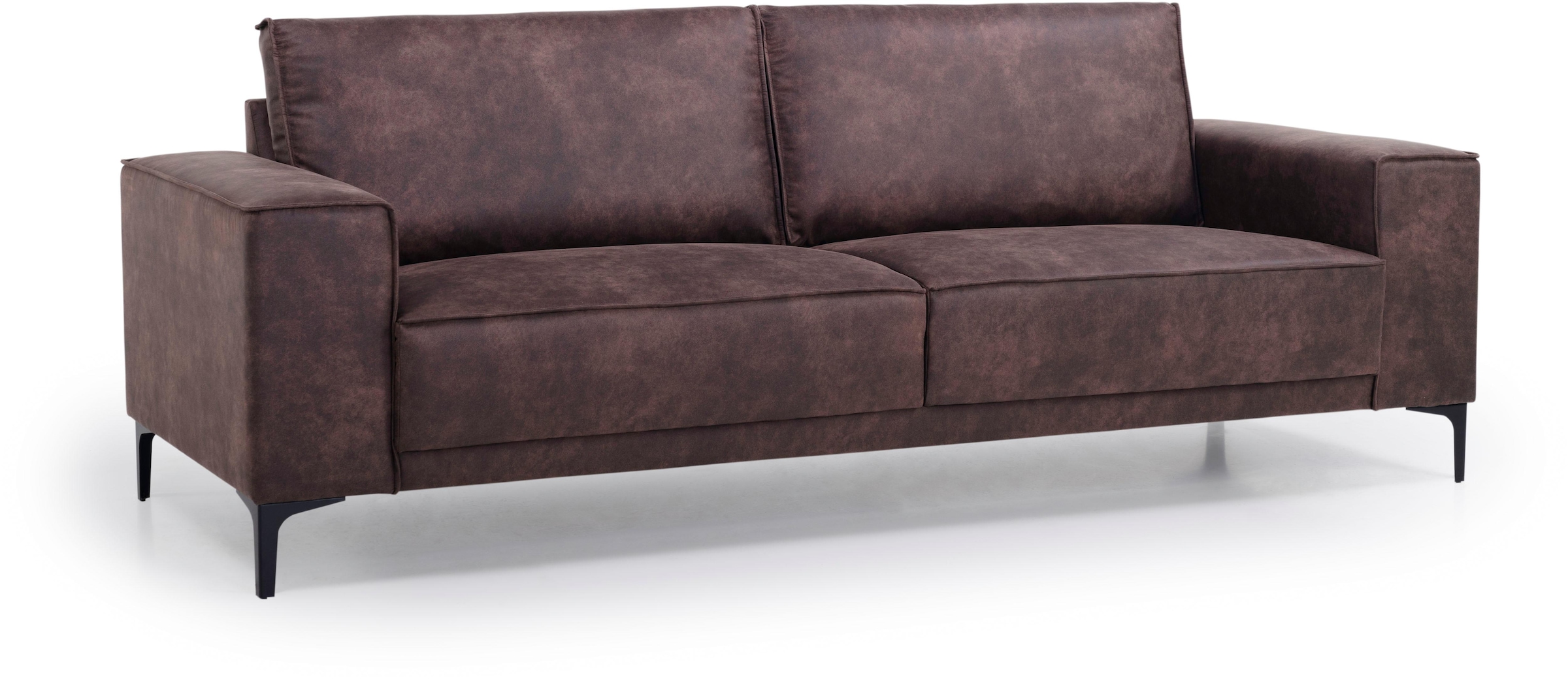 Places of Style 3-Sitzer »3er Sofa Oland, Struktur, Flachgewebe, Luxus-Microfaser, Boucle«, 224 cm, Wellenunterfederung, Skandi-Design, Metallfüsse