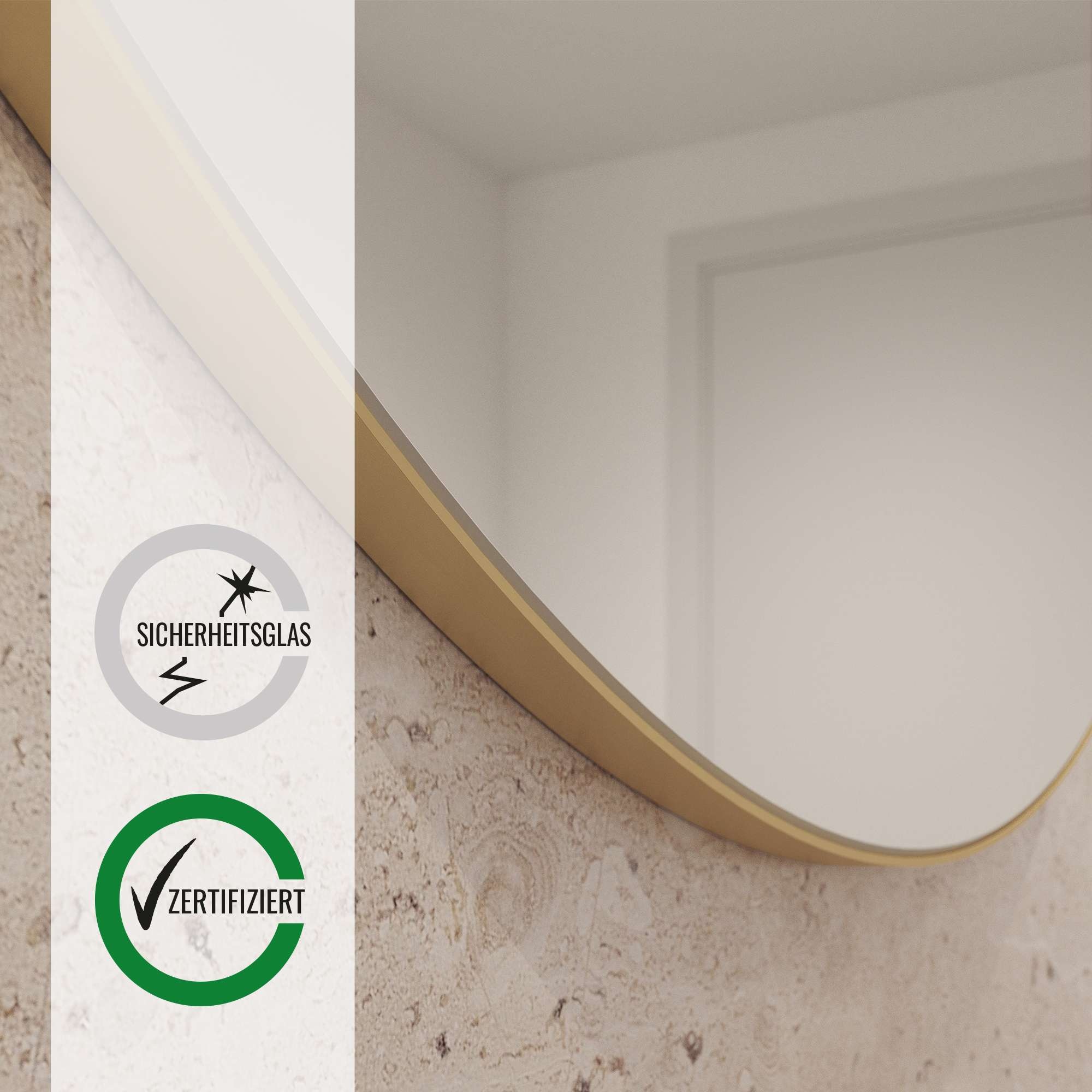 Loevschall Wandspiegel »Refine Wandspiegel rund – stilvoller Designspiegel mit edlem Rahmen,«, in mehreren Grössen & Farben für Bad, Schlafzimmer & Flur