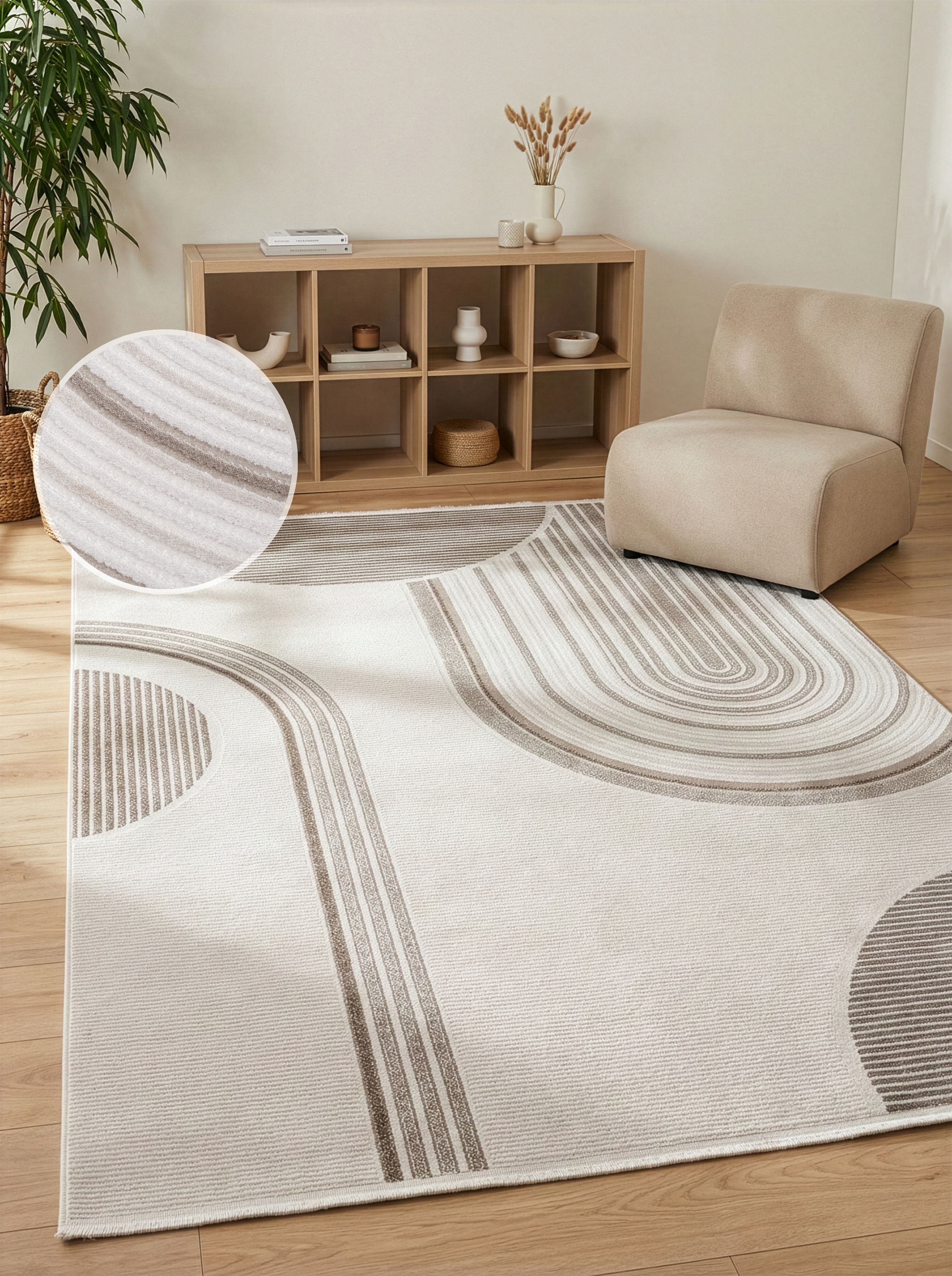 Image of Calvin Klein home Teppich "Glow, mit Fransen, Designerteppich" rechteckig 8 mm Höhe Hoch-Tief, 3D Optik, skandinavischer Stil, Wohnzimmer, Schlafzimmer