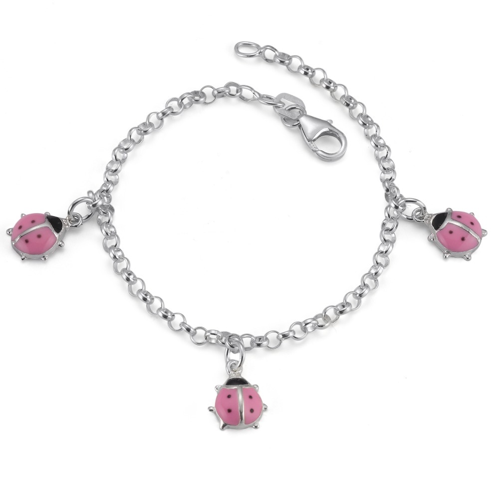 Armband Silberfarben Marienkäfer 16 cm