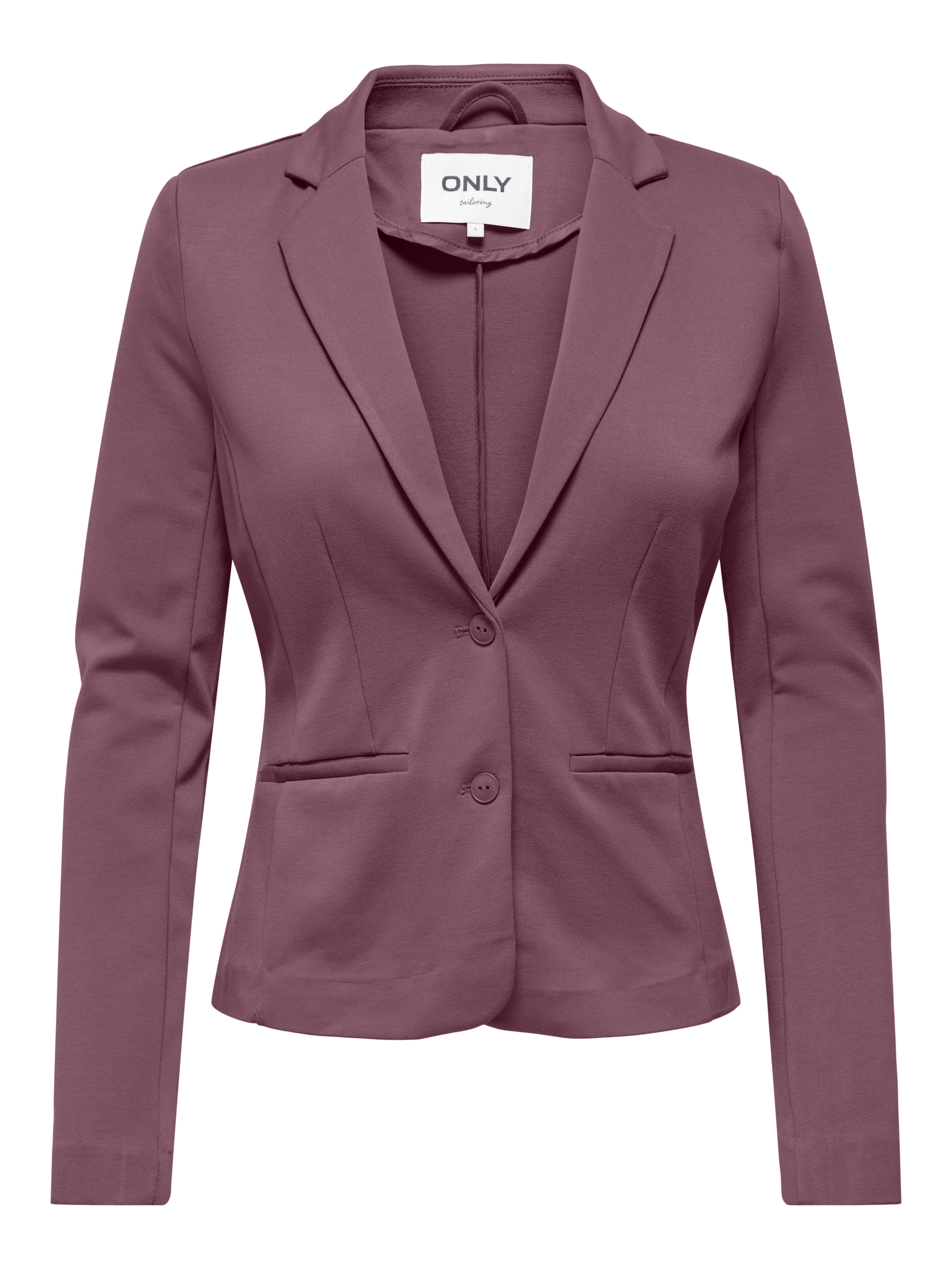 ONLY Blazer en jersey »ONLPOPTRASH – 2-Knopf Blazer mit taillierter Silhouette« coupe régulière, côtes Milano, mélange de matériaux, col à revers, uni
