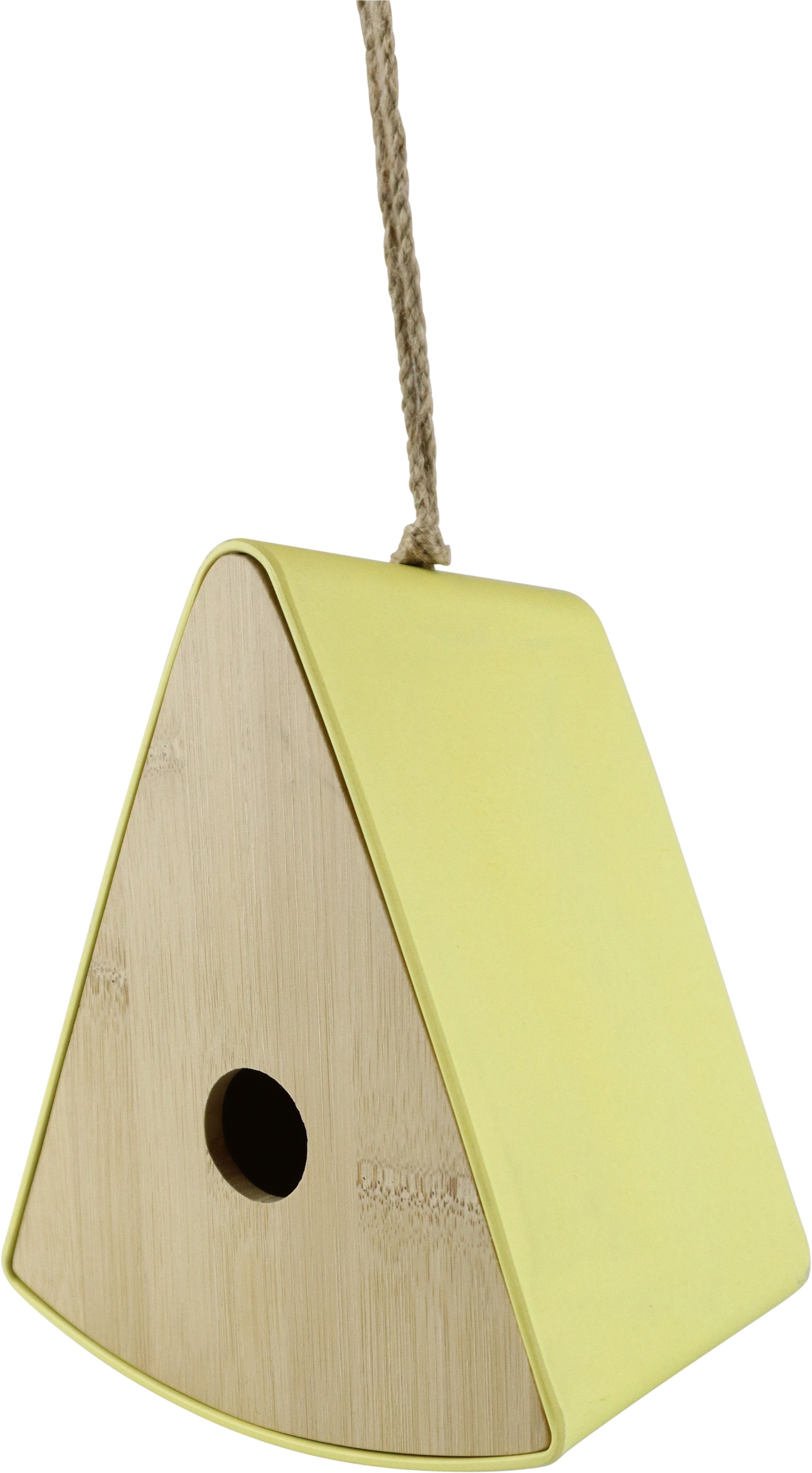 AM Design Dekofigur »Vogelhaus "Pyramide" aus Bambus« in gelb, pink oder grün