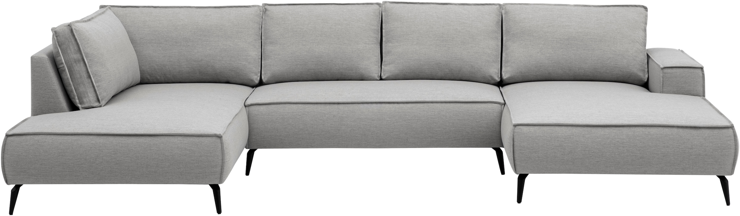 GOODproduct Wohnlandschaft »TVINNU Leinenoptik, 354 cm« Recamiere rechts/links, schwarze Metallfüsse, bequeme Sitz-/Liegefläche