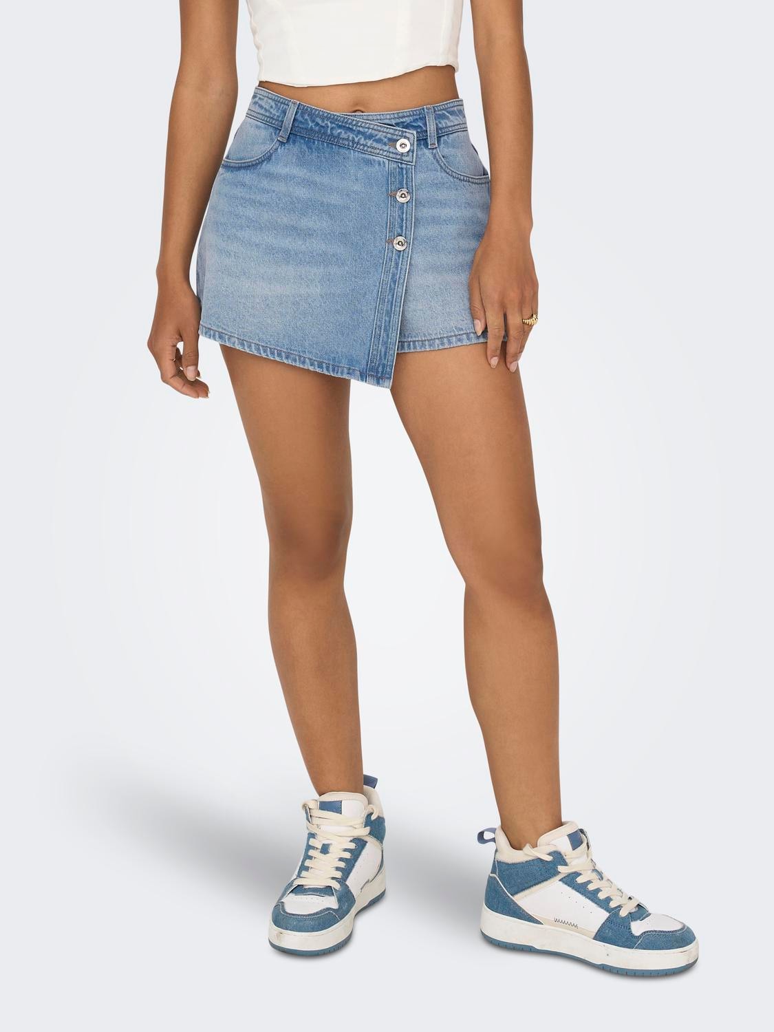 Image of ONLY Jeansshorts "ONLLESLY REG LB DNM SKORT BJ NOOS" Baumwolle, Regular Waist, Hosenrock