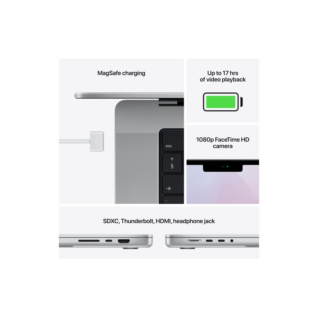 Apple Notebook »MacBook Pro«, 35,92 cm, / 14,2 Zoll, Apple, M1 Max, M1, 2000 GB SSD, 2021, 14.2"-Liquid-Retina, 32 GB RAM, 2TB Speicherplatz