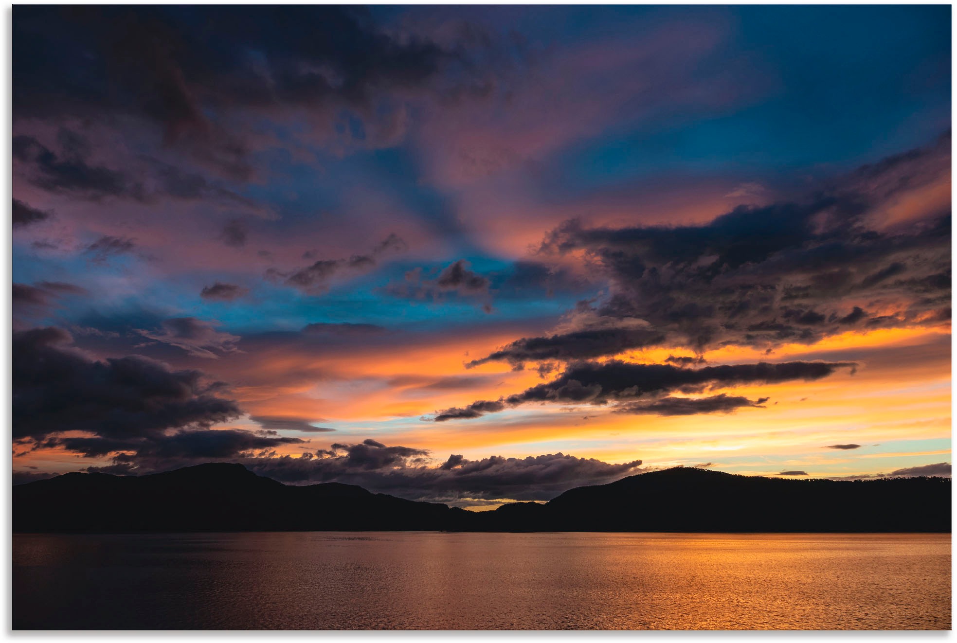 Image of Artland Wandbild »Blick auf den Storfjord Norwegen Abend«, Küste, (1 St.), in vielen Grössen & Produktarten -Leinwandbild, Poster, Wandaufkleber / Wandtattoo auch für Badezimmer geeignet bei Ackermann Versand Schweiz