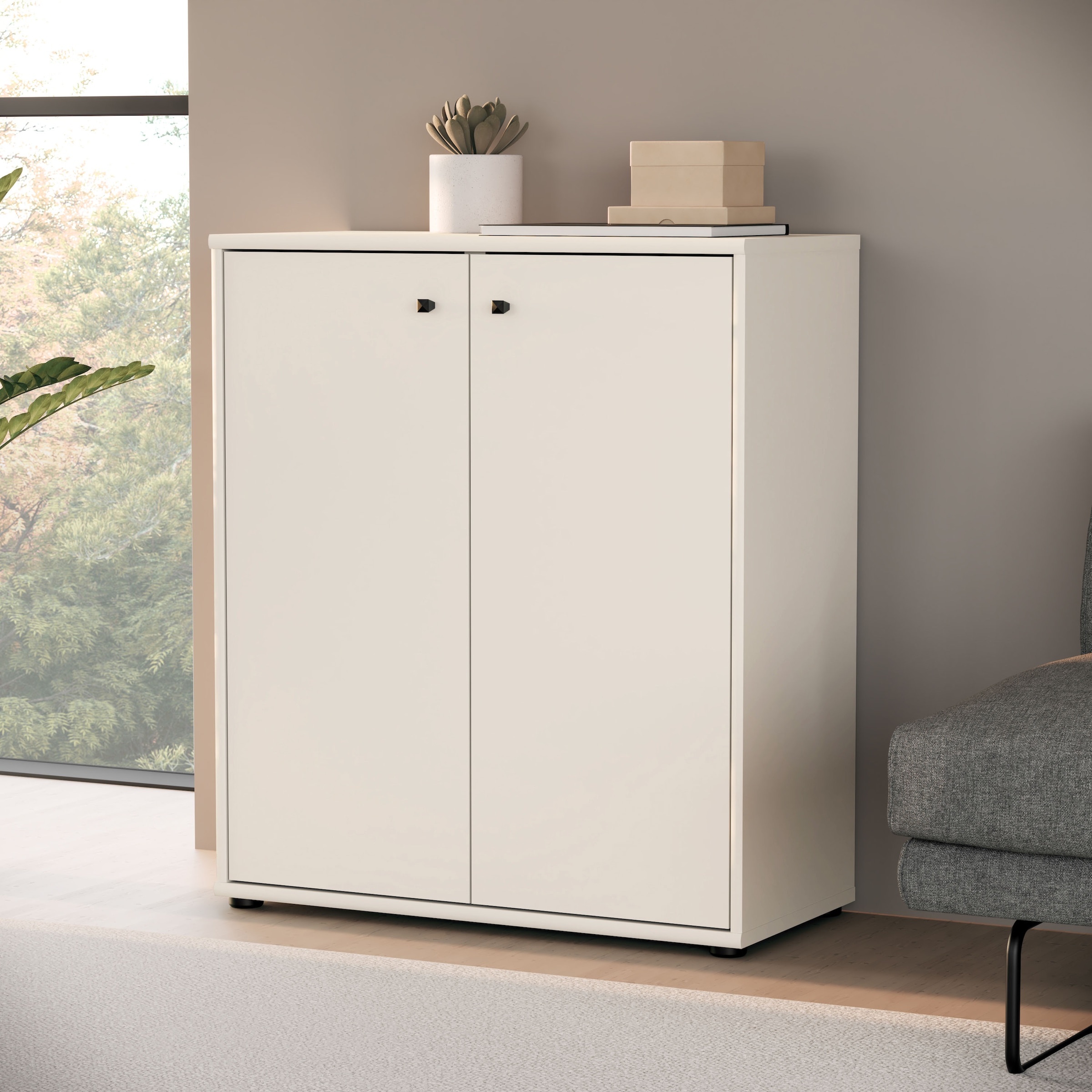 FORTE Commode »Tempra, Kommode, 2 grosse Türen , Höhe 85,5 cm« Largeur 73,7 cm