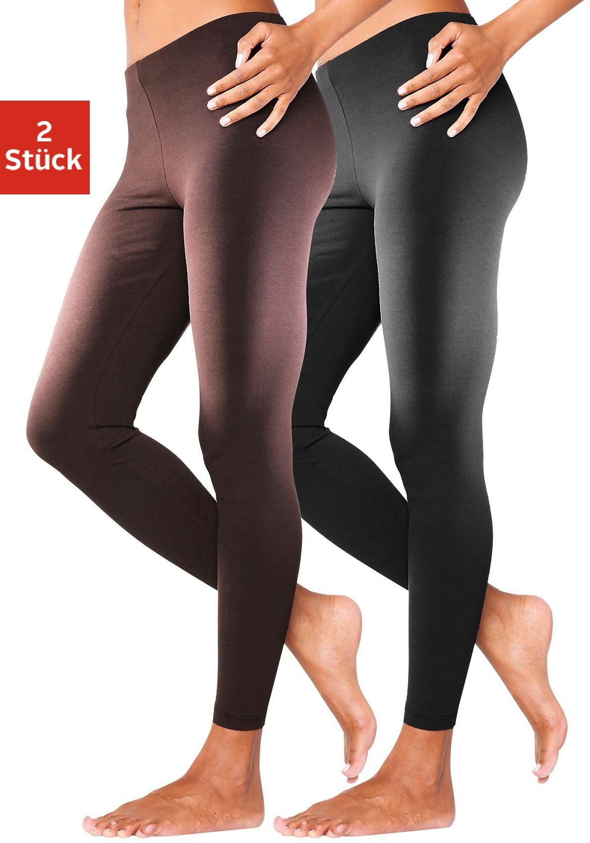 Vivance active Leggings, (2er-Pack), mit Gummibund, Loungewear