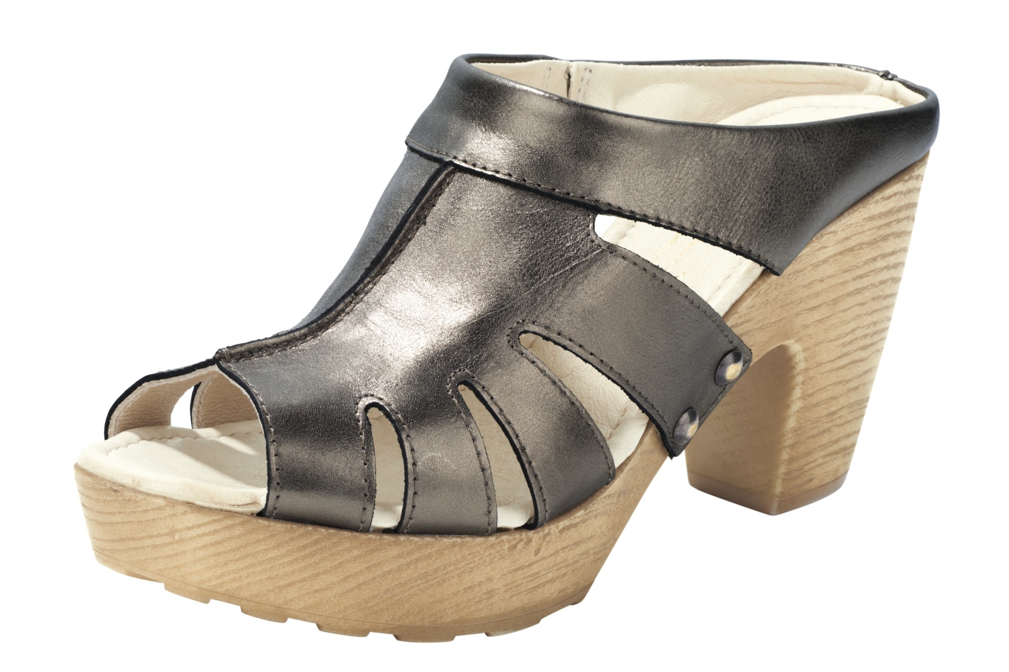 Pantolette mit Sohle in Holzoptik