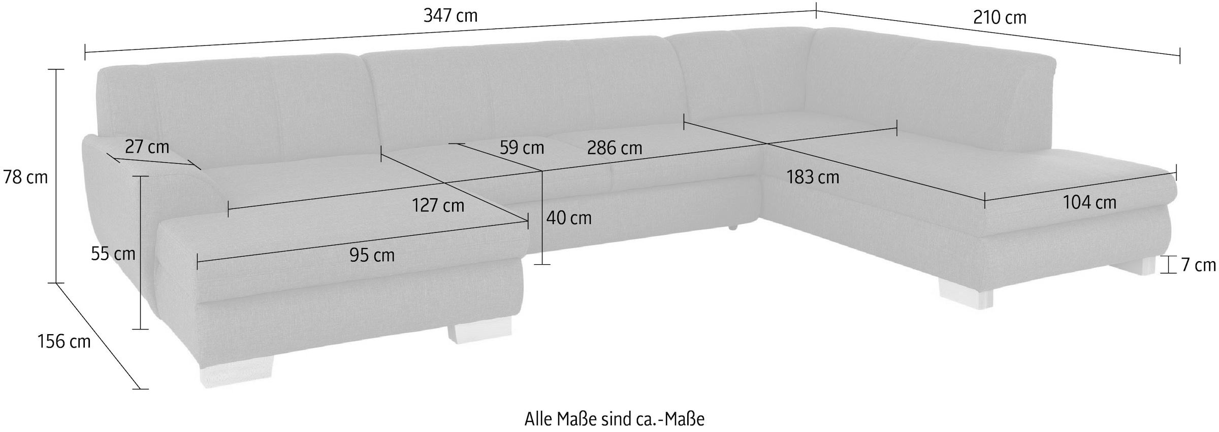 Home affaire Wohnlandschaft »Nika zeitlos und elegant, viel Platz, U-Form«, Wohnlandschaft, MELROSE®/Struktur oder Struktur fein