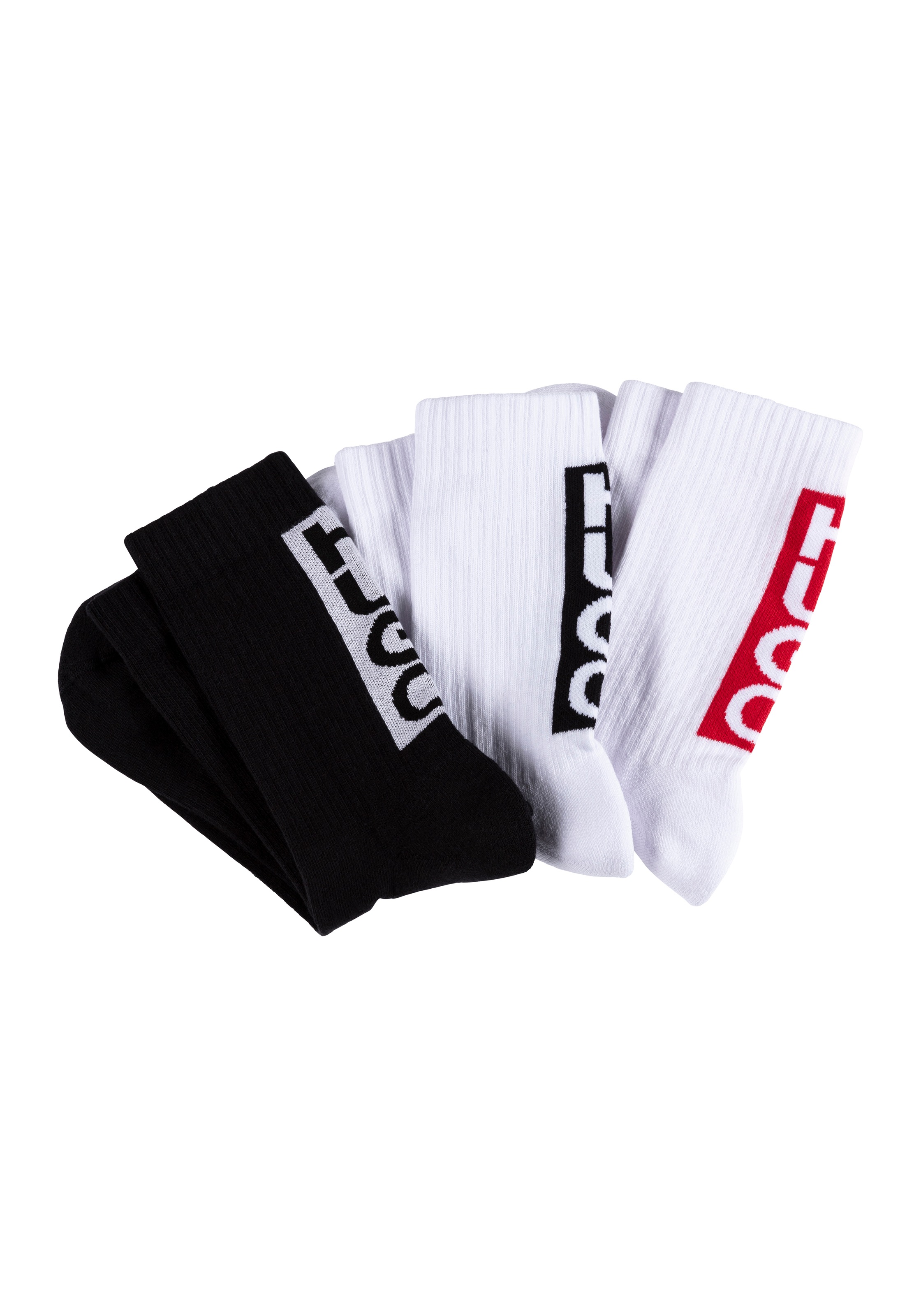 Image of HUGO Underwear Freizeitsocken "3P QS BACK LABEL CC" Packung, 3er Pack, 3 Paar tlg. mit kontrastfarbenen Logoschriftzug