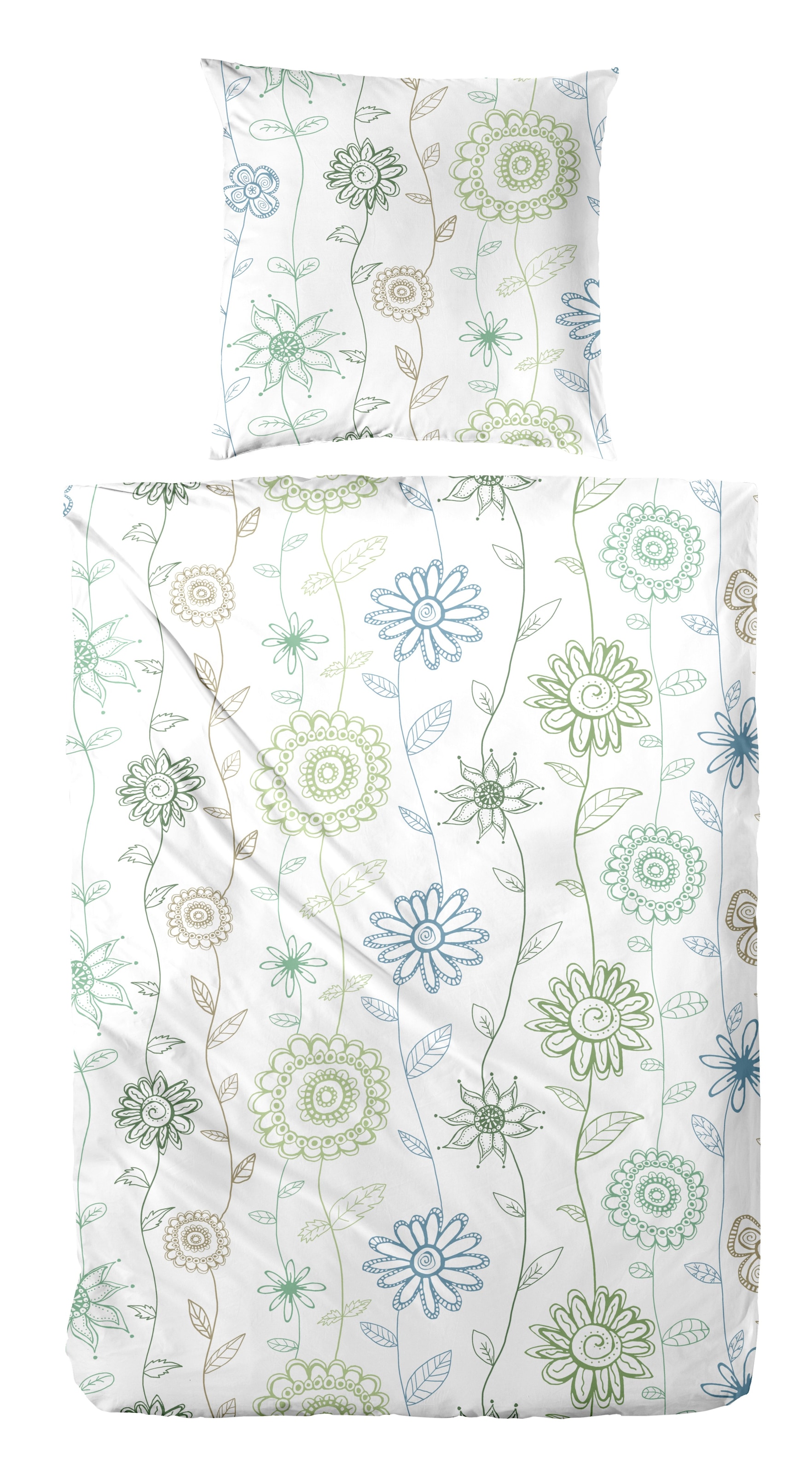 Image of Primera Bettwäsche "Feinbiber-Bettwäsche Frida" 2 Stk. mit fröhlichem Blumenmuster