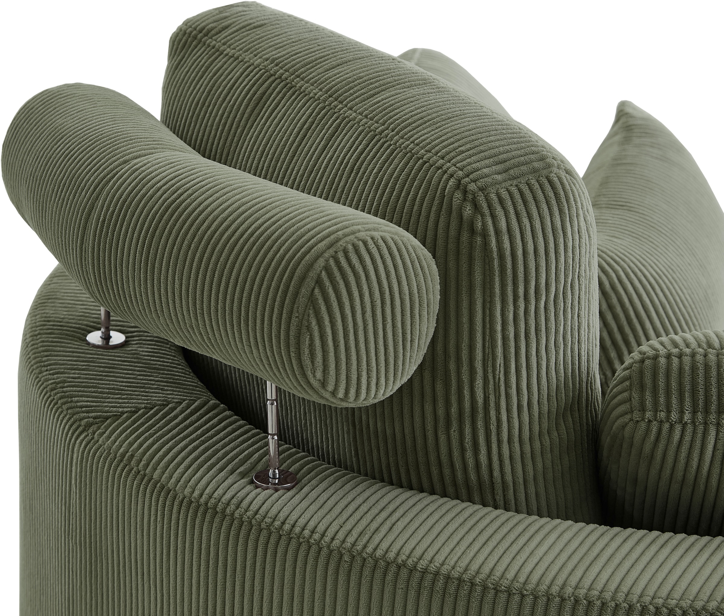 ATLANTIC home collection Loveseat »Ravi«, XXL- Sessel, inklusive Stauraumhocker, Rückenkissen & drei Zierkissen