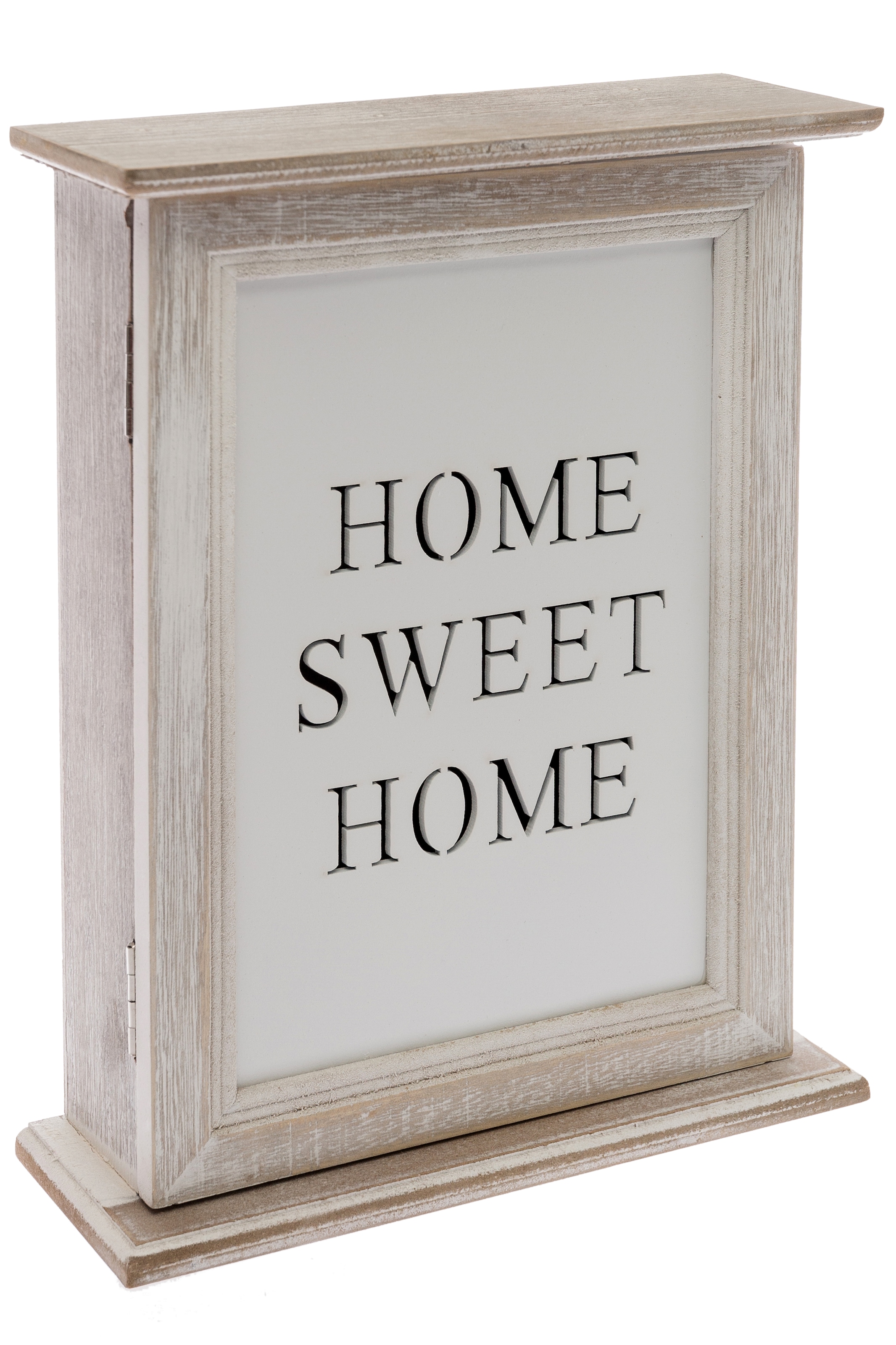 Home affaire Schlüsselkasten »Home Sweet Home, weiss«, mit 6 Haken & Schriftzug, Shabby Optik