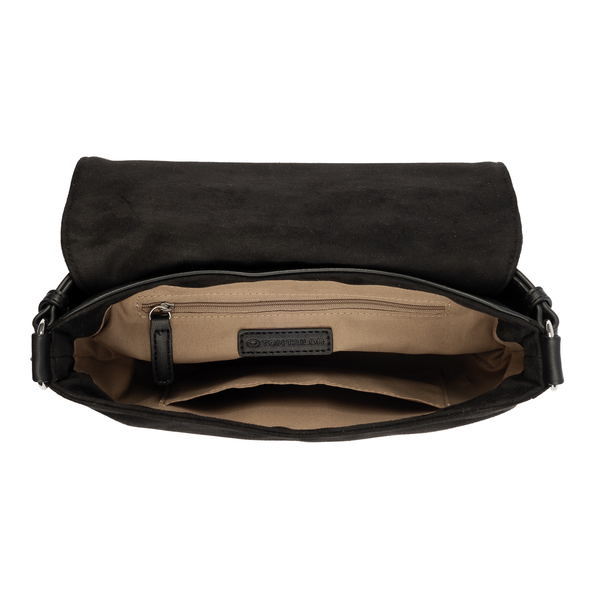 TOM TAILOR Sac à bandoulière »Idra« Sac à épaule pour femme, pompon et écusson logo embossé