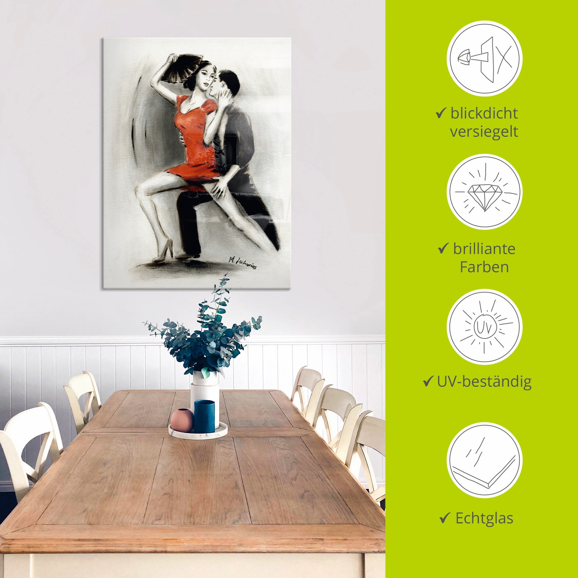 Artland Tableau en verre »Leidenschaftliches Tanzpaar« 1 cuis tlg. in verschiedenen Grössen