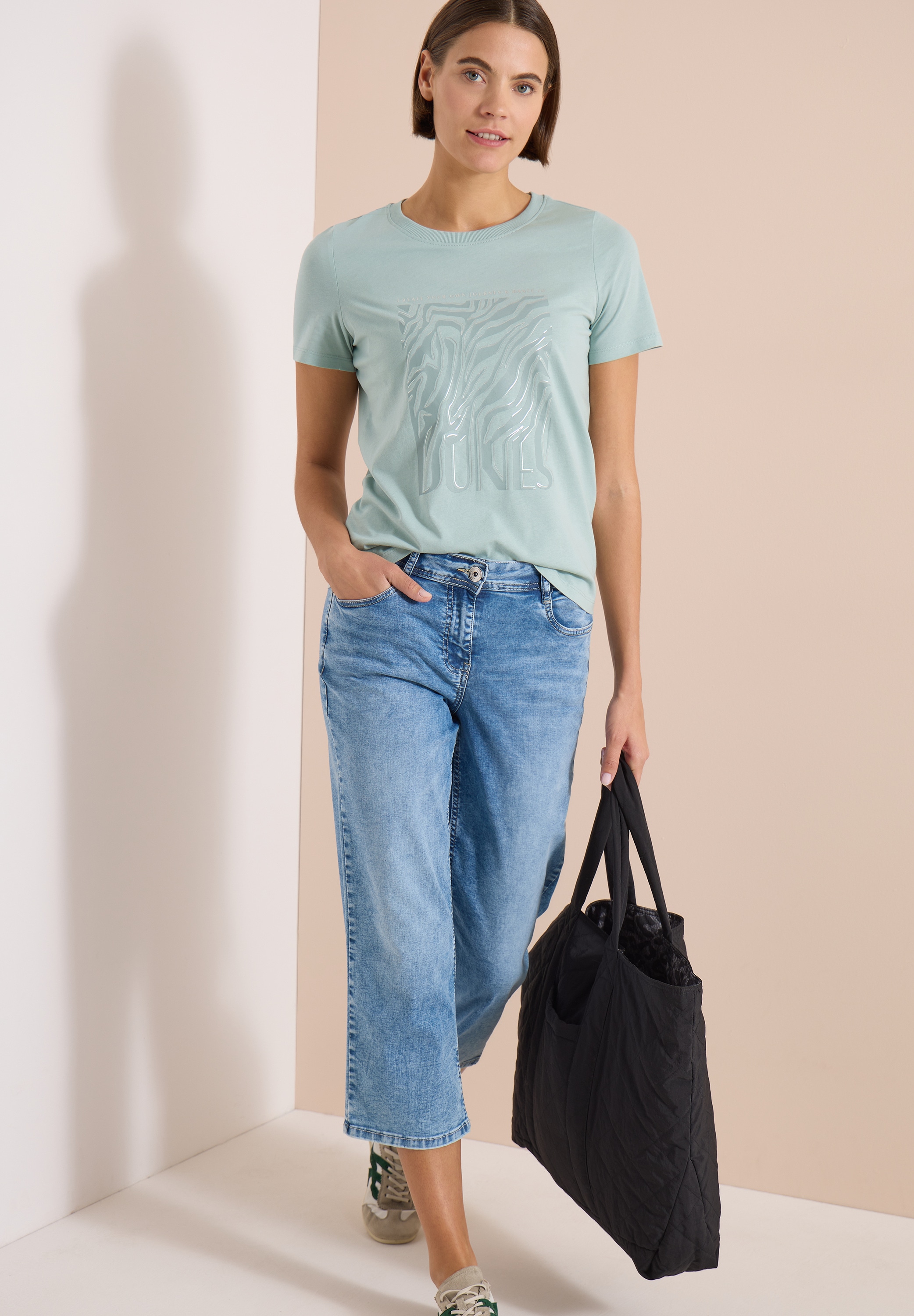 Cecil Kurzarmshirt Sommershirt mit Folienprint