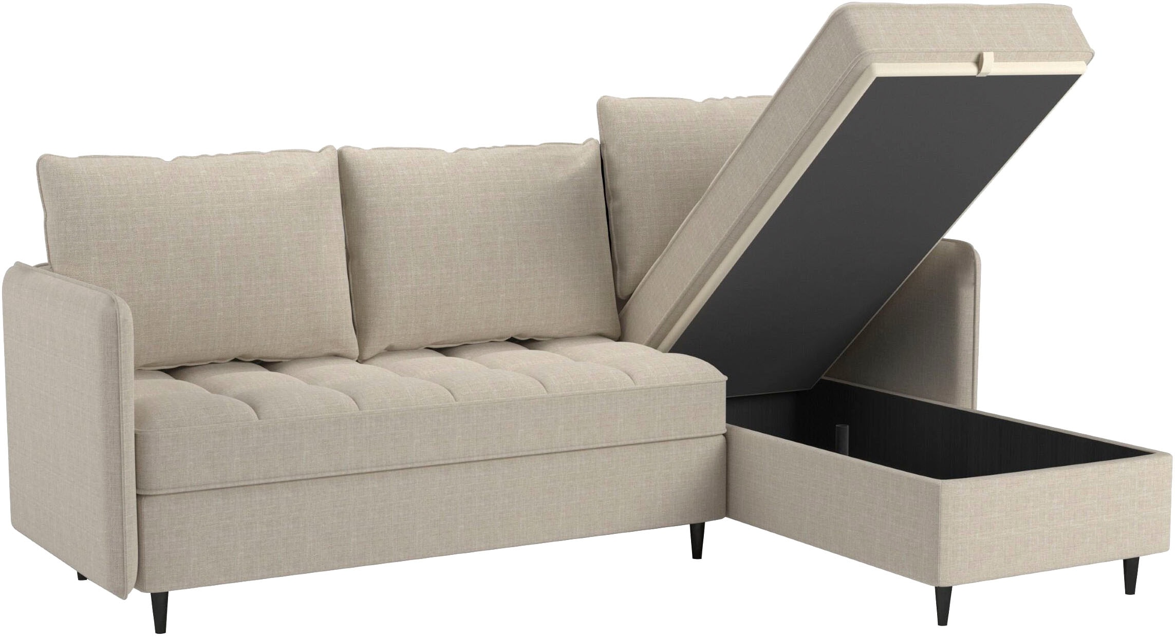 Dorel Home Ecksofa »LINDHUS, L-Form, 4 verschiedene Stellvarianten, Lounge-Sofa,«, Wohnlandschaft, mit Recamiere, grosser Bettkasten, Cord, Chenille