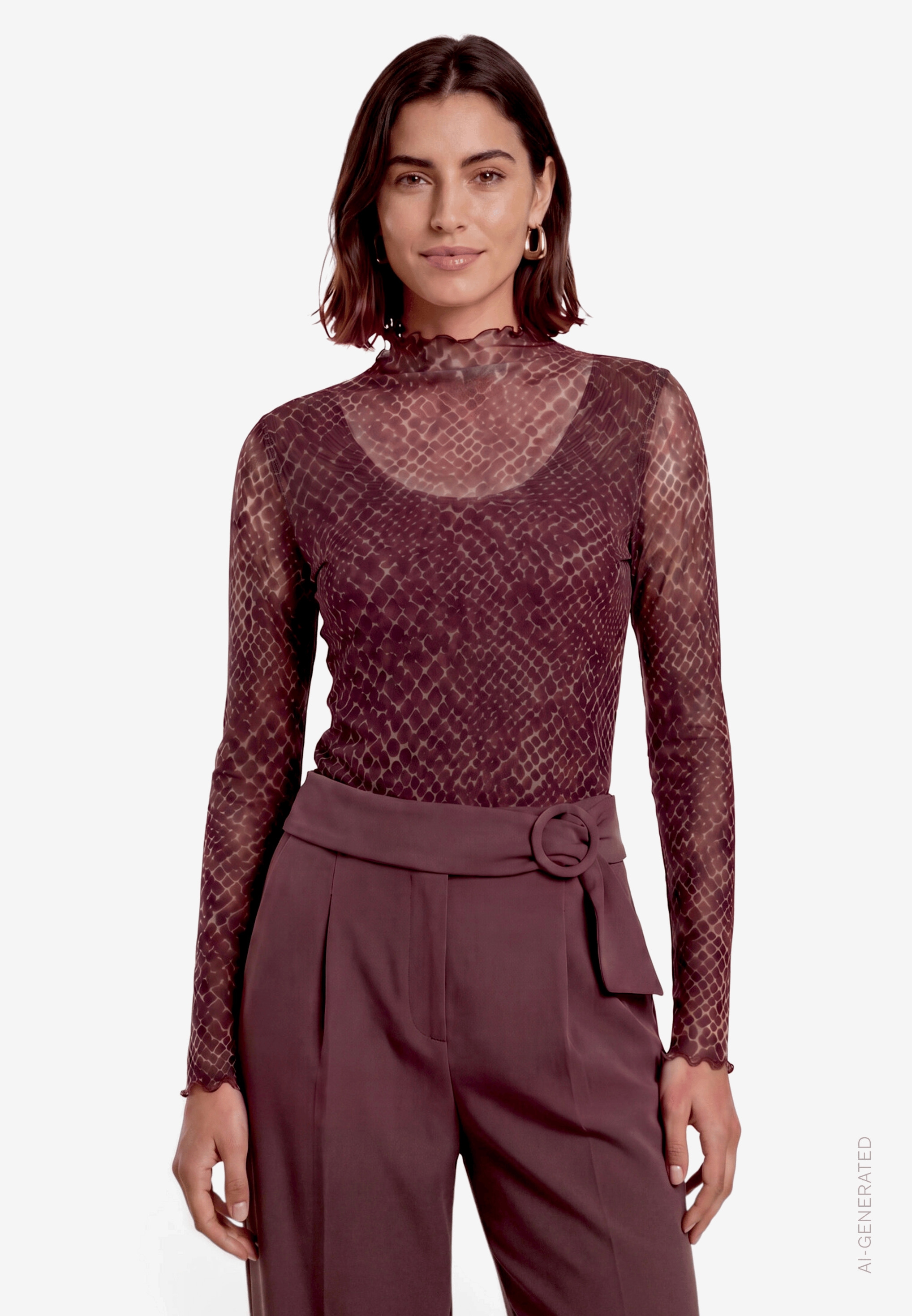 Image of Zero Langarmshirt im Doppellayer-Look / Meshshirt / Gemustert