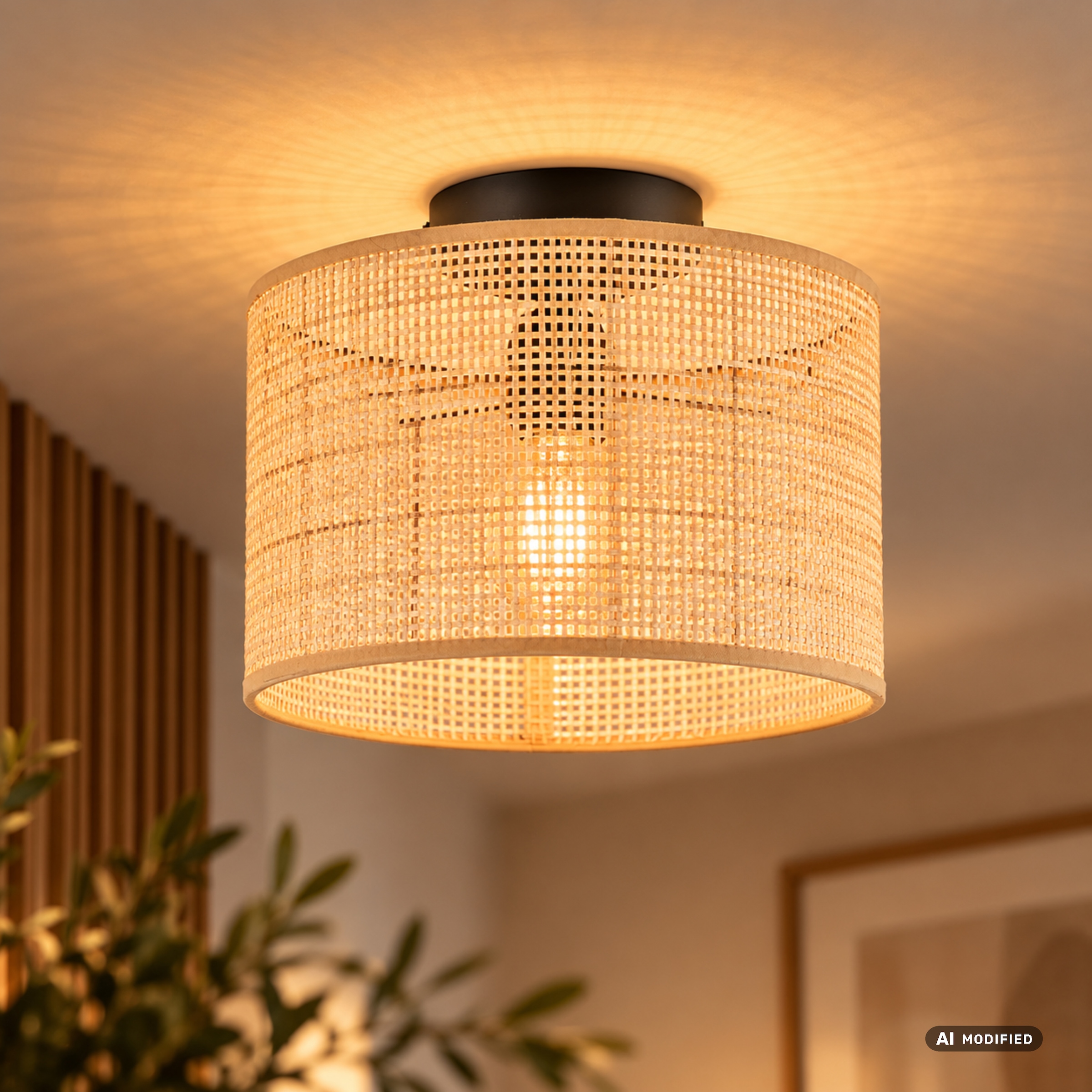 GOODproduct Deckenleuchte »Lillyy« E27 1 Stk. E27, max. 40W, Rattangeflecht