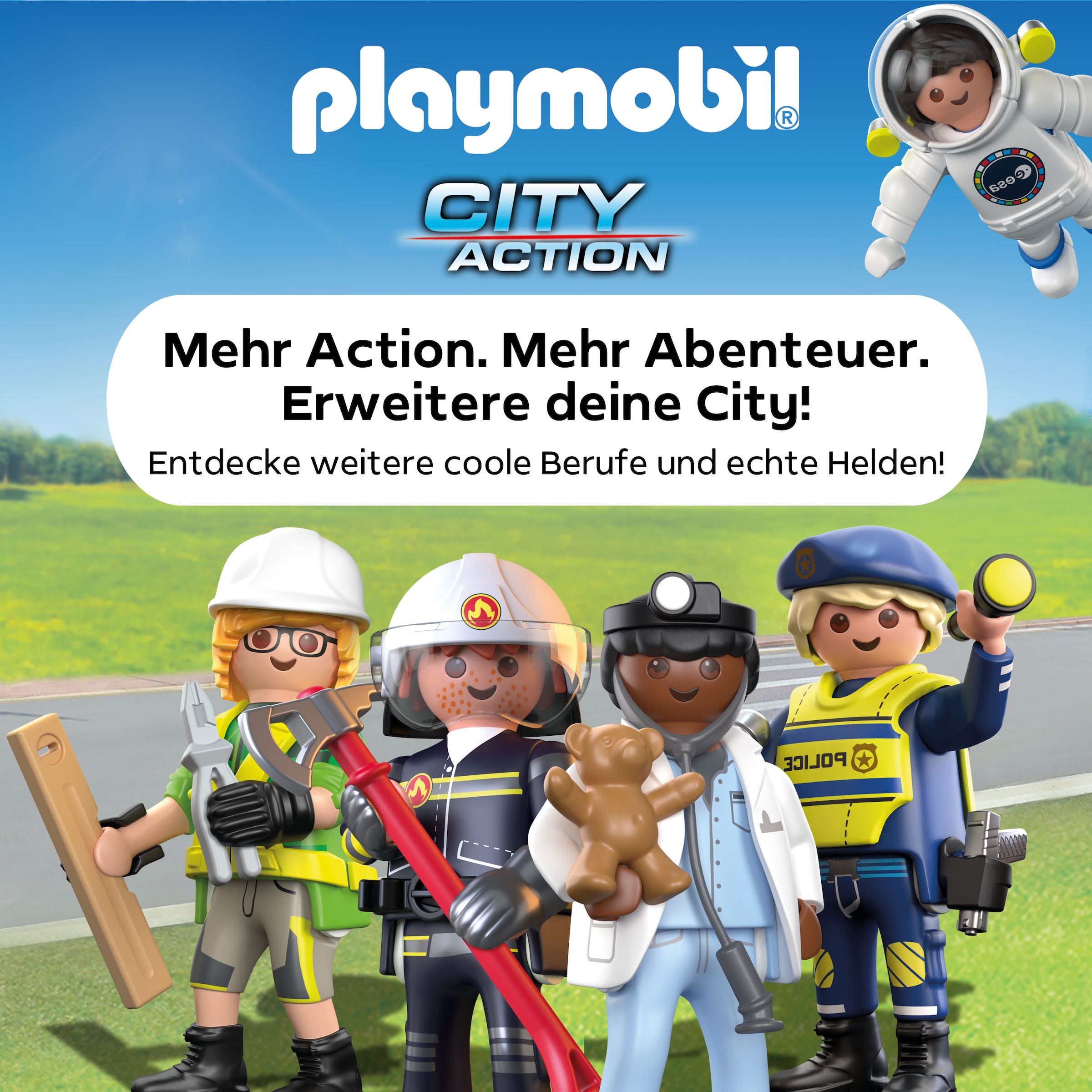 Playmobil® Konstruktions-Spielset »Feuerwehr Quad löscht Heckenbrand (71825), Playmobil Action Heroes«