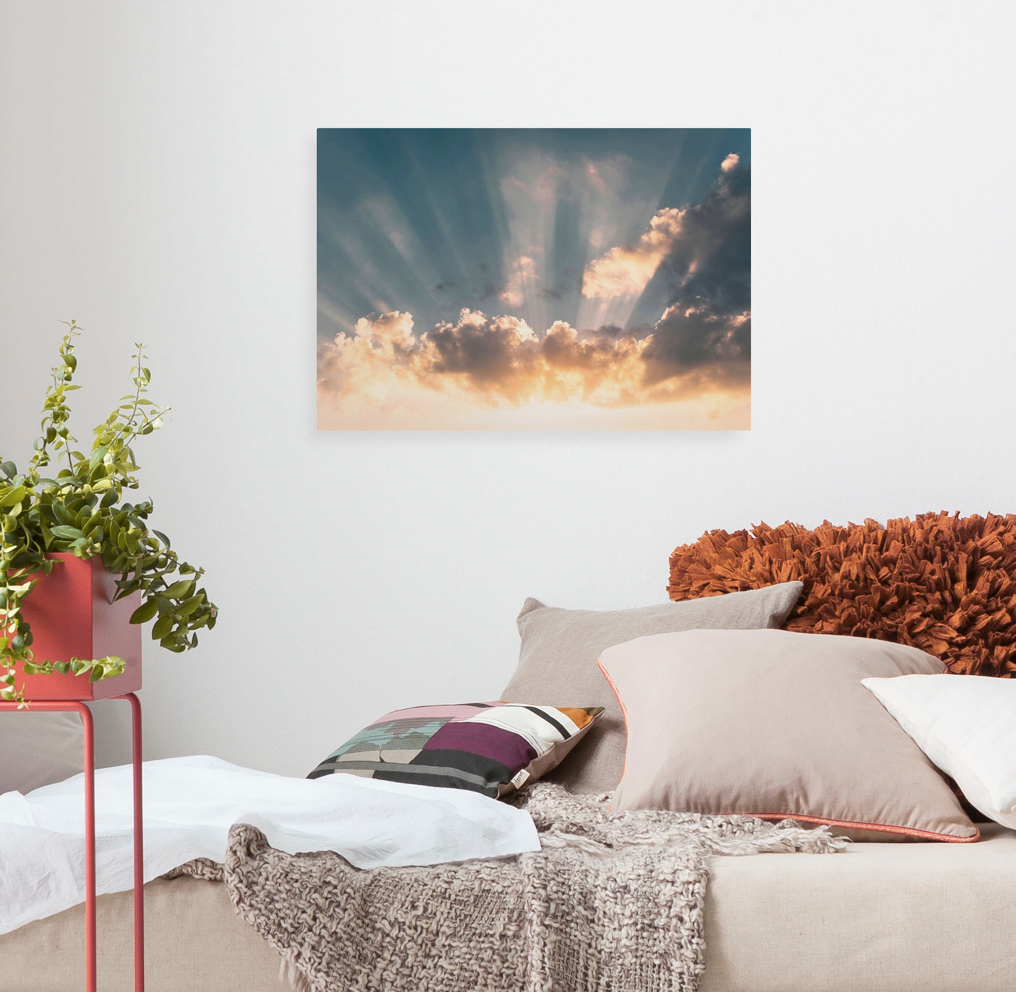 Image of Komar Leinwandbild "Enlightenment - Grösse 60 x 40 cm" Baum Berge Blumen Blätter Foto Jahreszeiten Landschaft Meer Natur Palmen Strand Packung, 1 Stk. tlg. Keilrahmenbild mi Echtholzrahmen