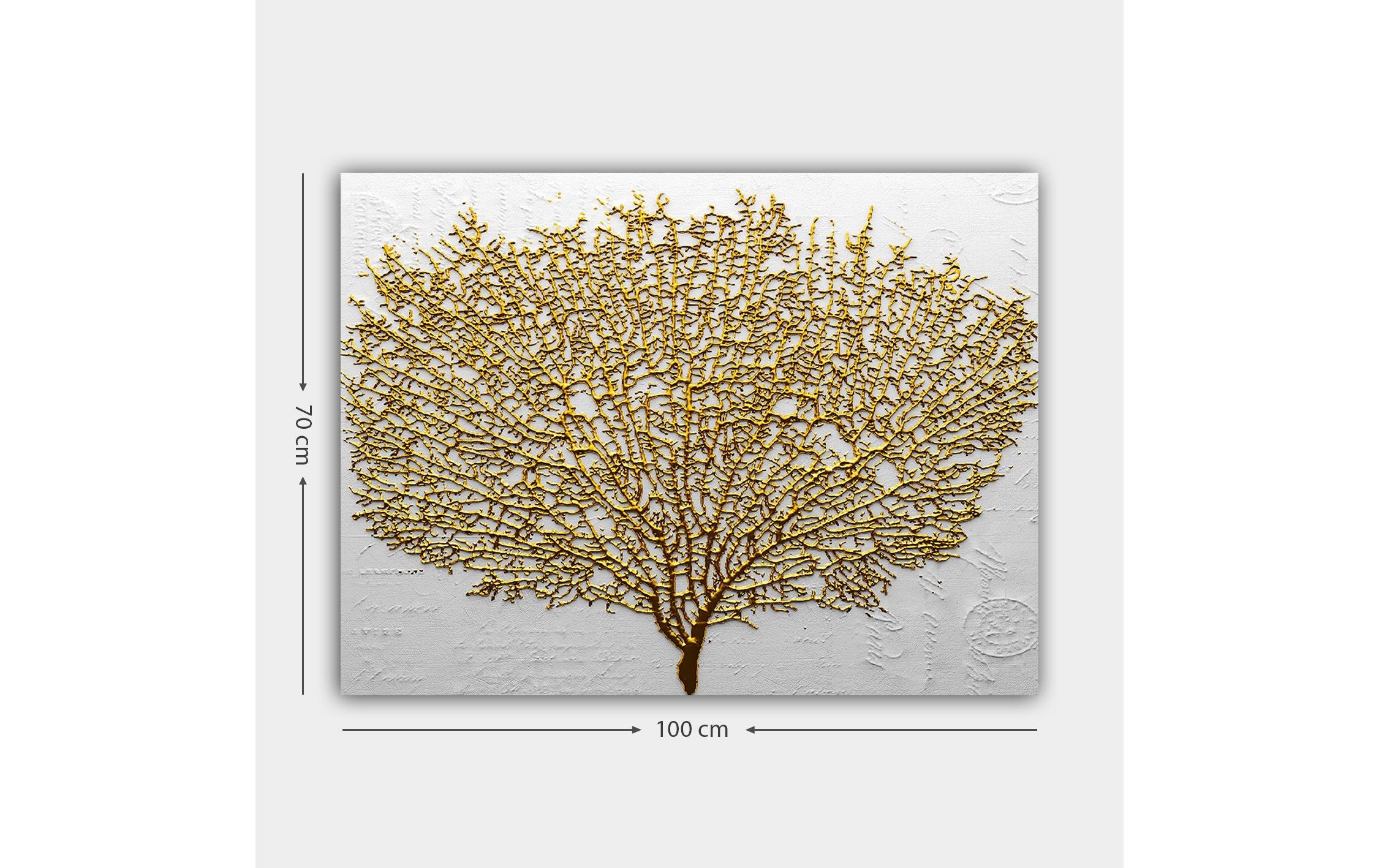 Wandbild »Wallxpert Goldfarbenen Tree 70 x 100 cm«