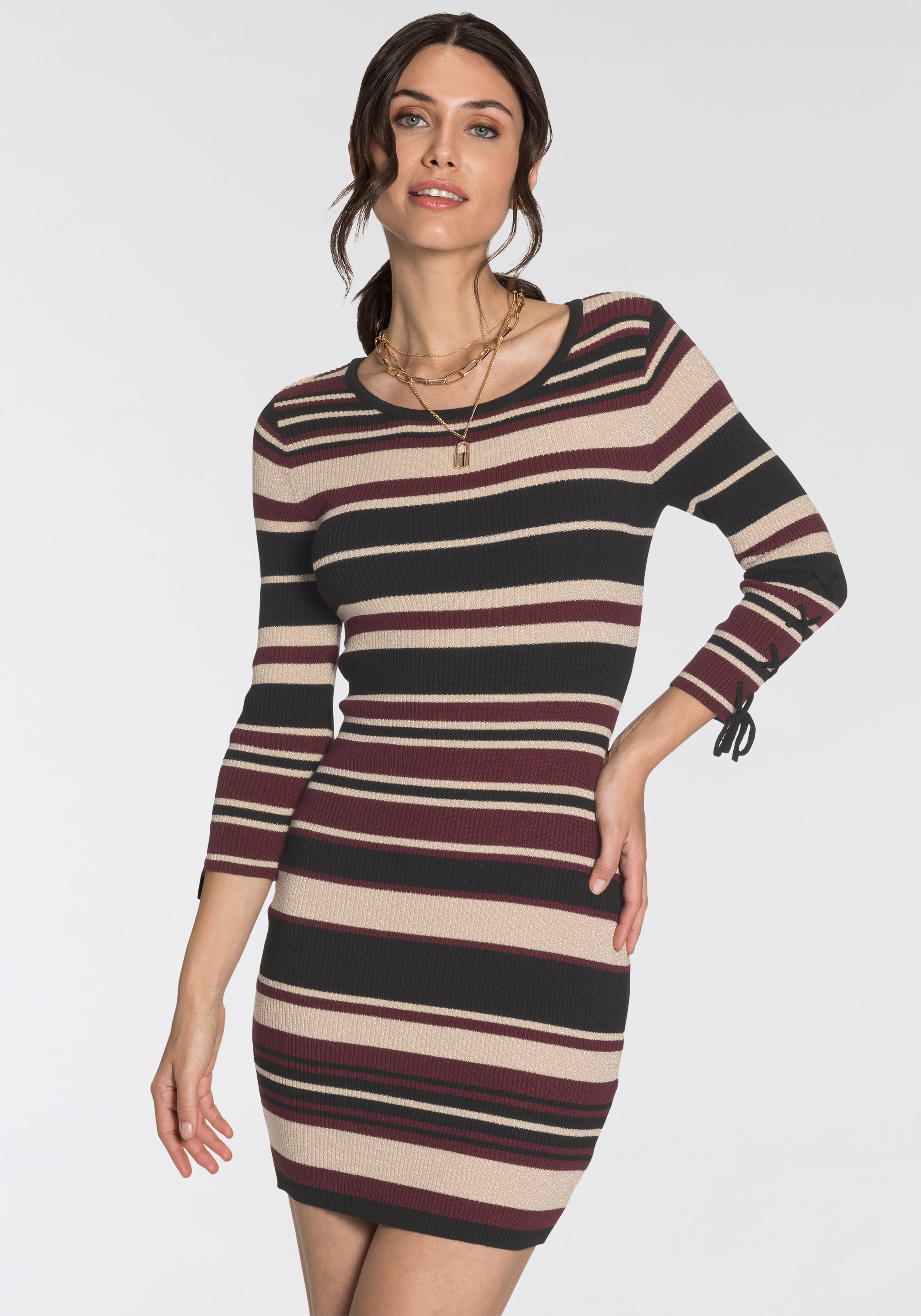 Image of Melrose Strickkleid, mit Streifen, Glanzgarn & Schnürung bei Ackermann Versand Schweiz