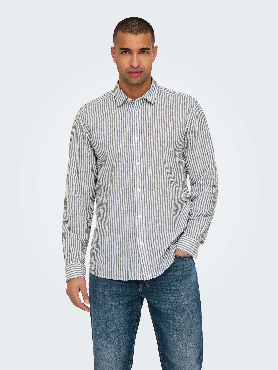 ONLY & SONS Kurzarmhemd »ONSCAIDEN LS STRIPE LINEN SHIRT 660 NOOS«