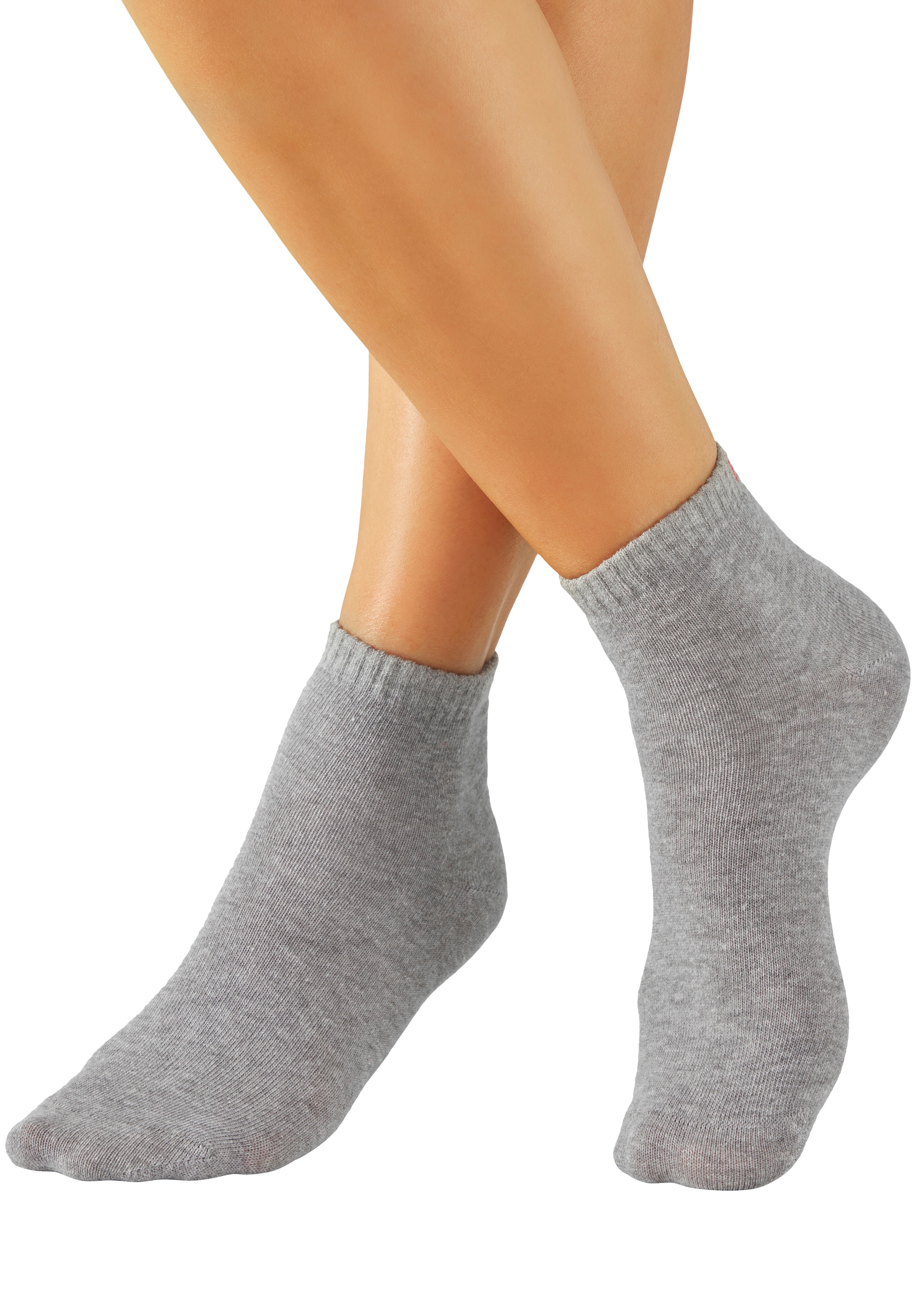 Bench. Chaussettes courtes »für Damen und Herren in Baumwollmischung, für Sport und Freizeit« Paquet, 6 Couple tlg. avec inscription logo classique, sans éponge,