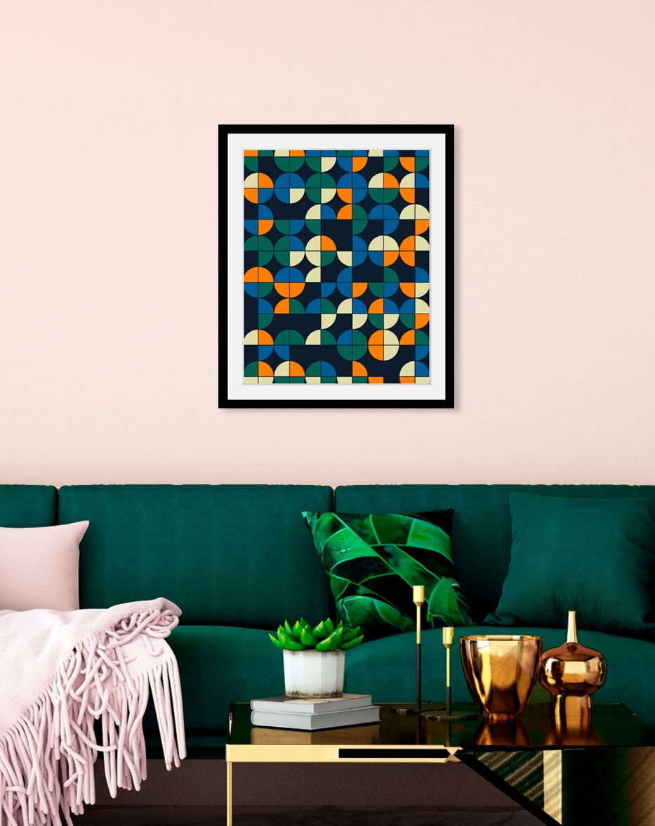 Image of queence Bild "Alan" Abstrakt Figuren Kunst Zeichen 1 Stk. tlg. HD Premium Poster-Druck inkl. Holzrahmen