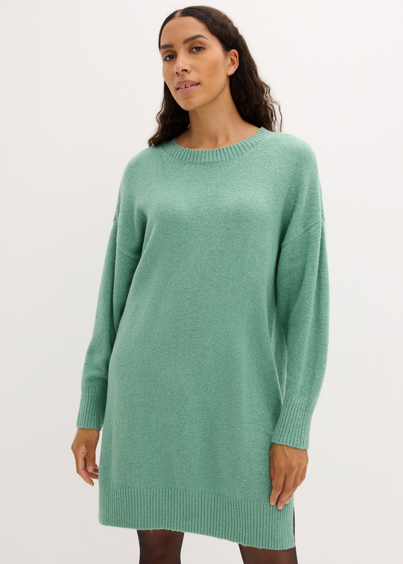 Image of bonprix Sweatkleid "Oversize-Strickkleid" aus Materialmix, Oversize Passform, knielang, mit Seitenschlitzen
