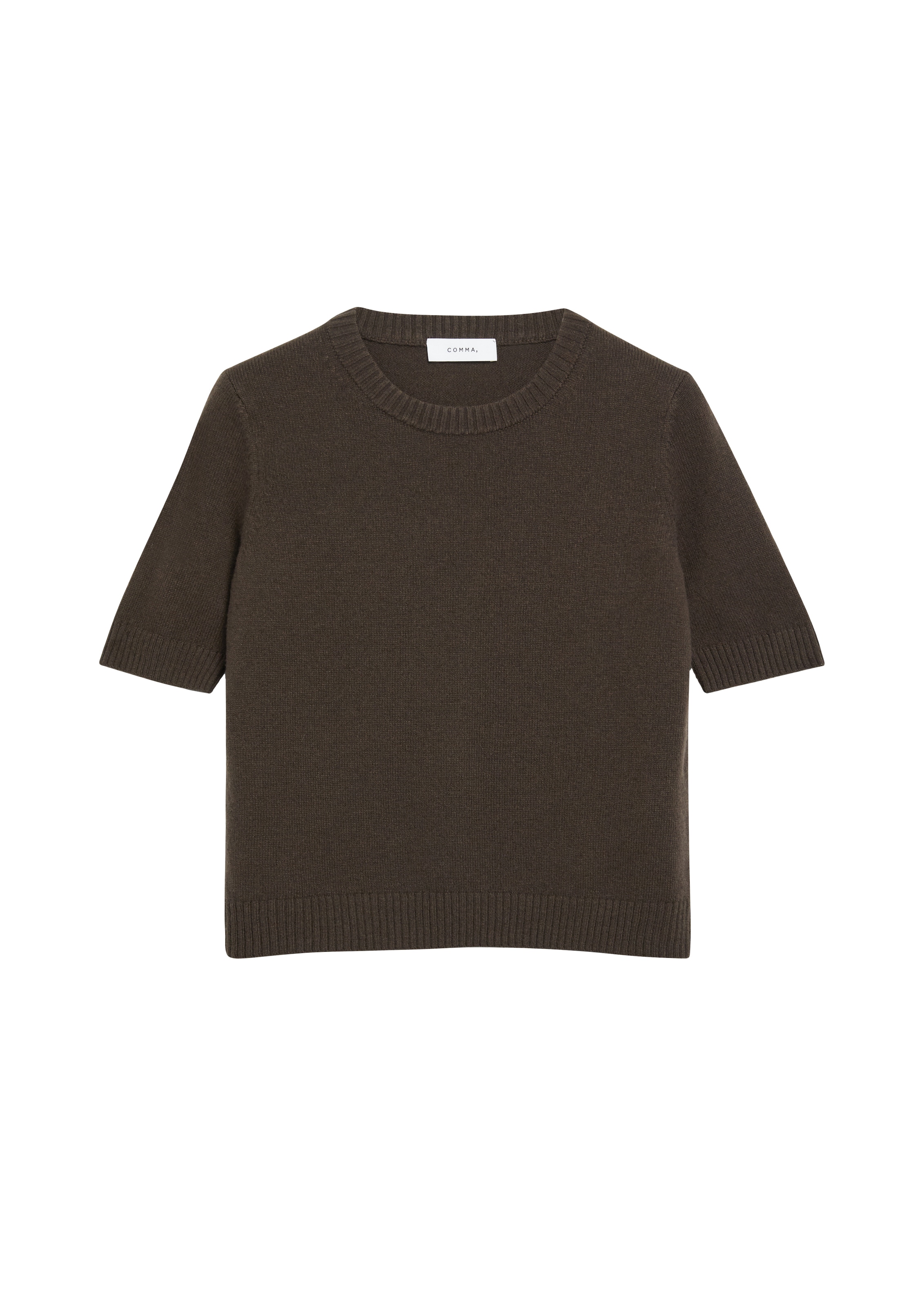 Comma Strickpullover Sommer-Wollpullover mit Kurzarm