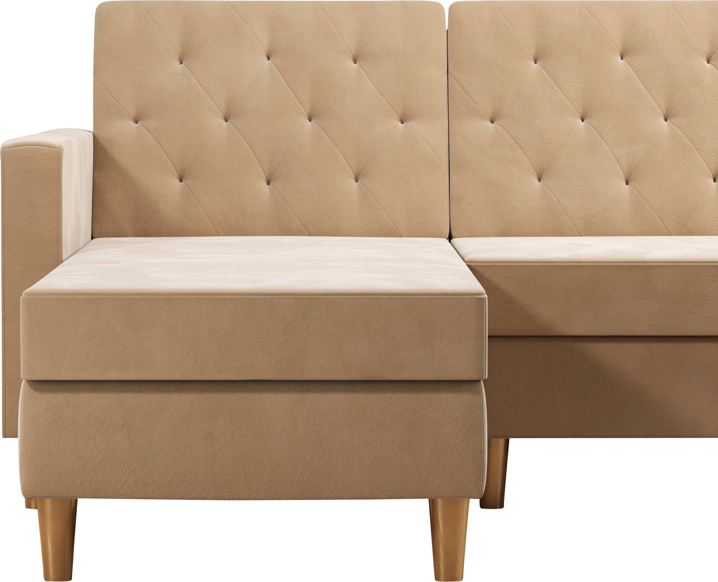 CosmoLiving by Cosmopolitan Ecksofa »Liberty, L-Form,« mit Schlafffunktion, Recamiere beidseitig montierbar, Sitzhöhe 43 cm