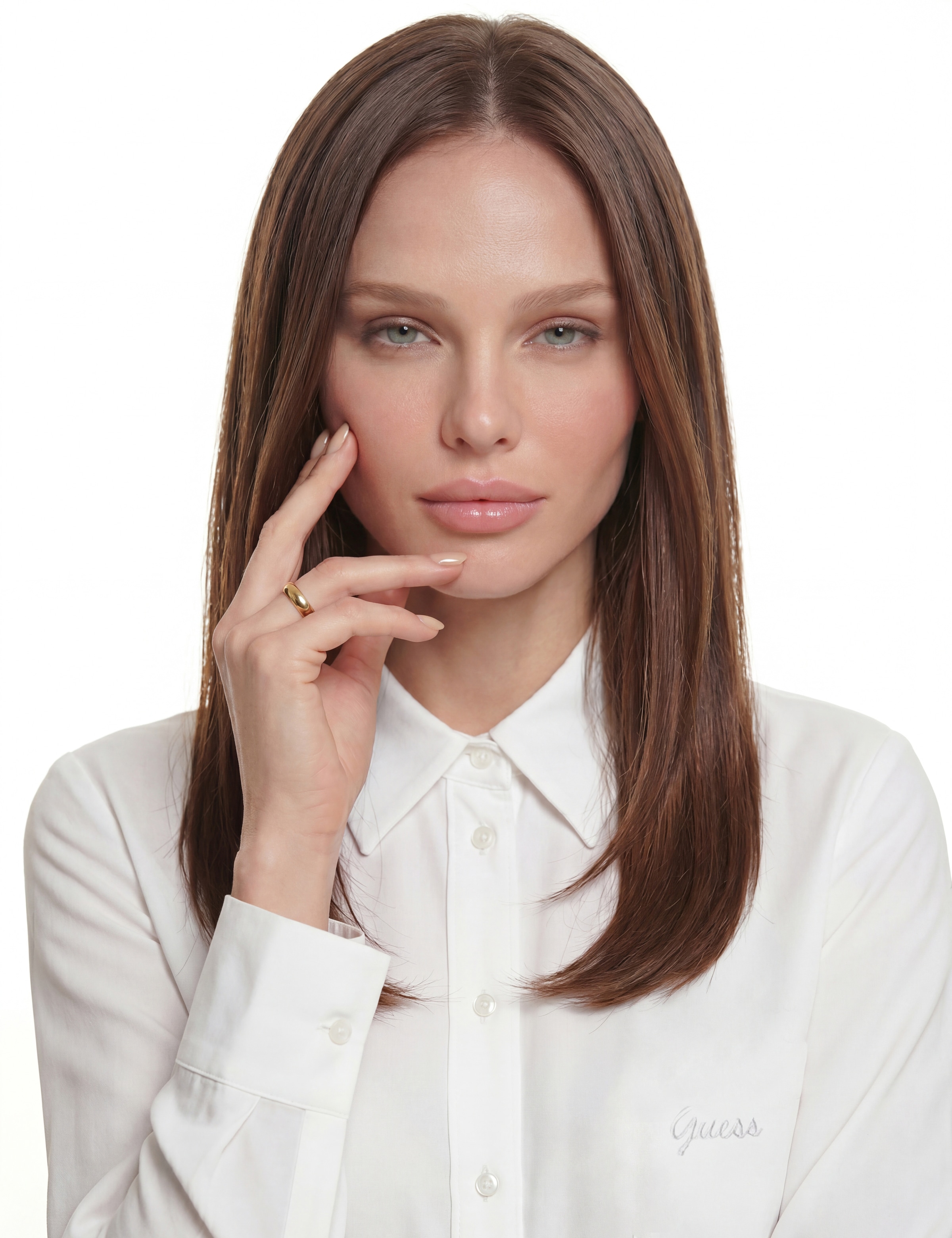 Guess Hemdbluse »NEW CATE SHIRT« mit Logostickerei, Slim Fit