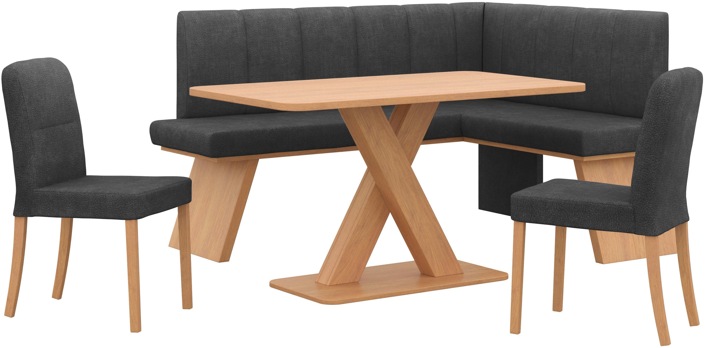 Image of GOODproduct Eckbankgruppe "Nina" Set, 4er, 4 Stk. tlg. Sitzgruppe Esszimmer Stühle Tisch und Bank bequem gepolstert