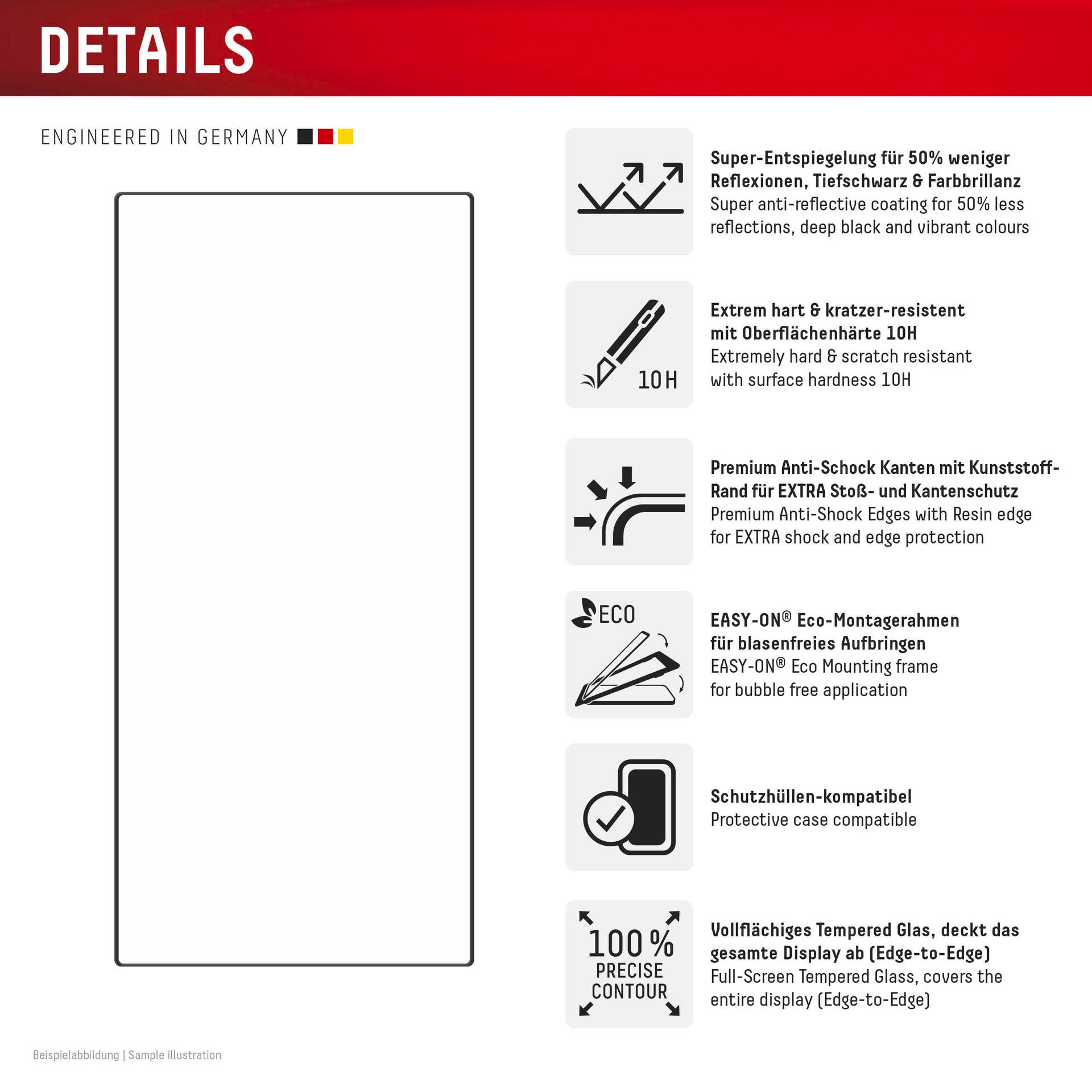 Displex Displayschutzglas »Premium Glass Full Cover Anti-Reflex« für Samsung Galax S24 Ultra 1 Stk. tlg. Displayschutzfolie, Schutzfolie, Bildschirmschutz, kratz- & stossfest