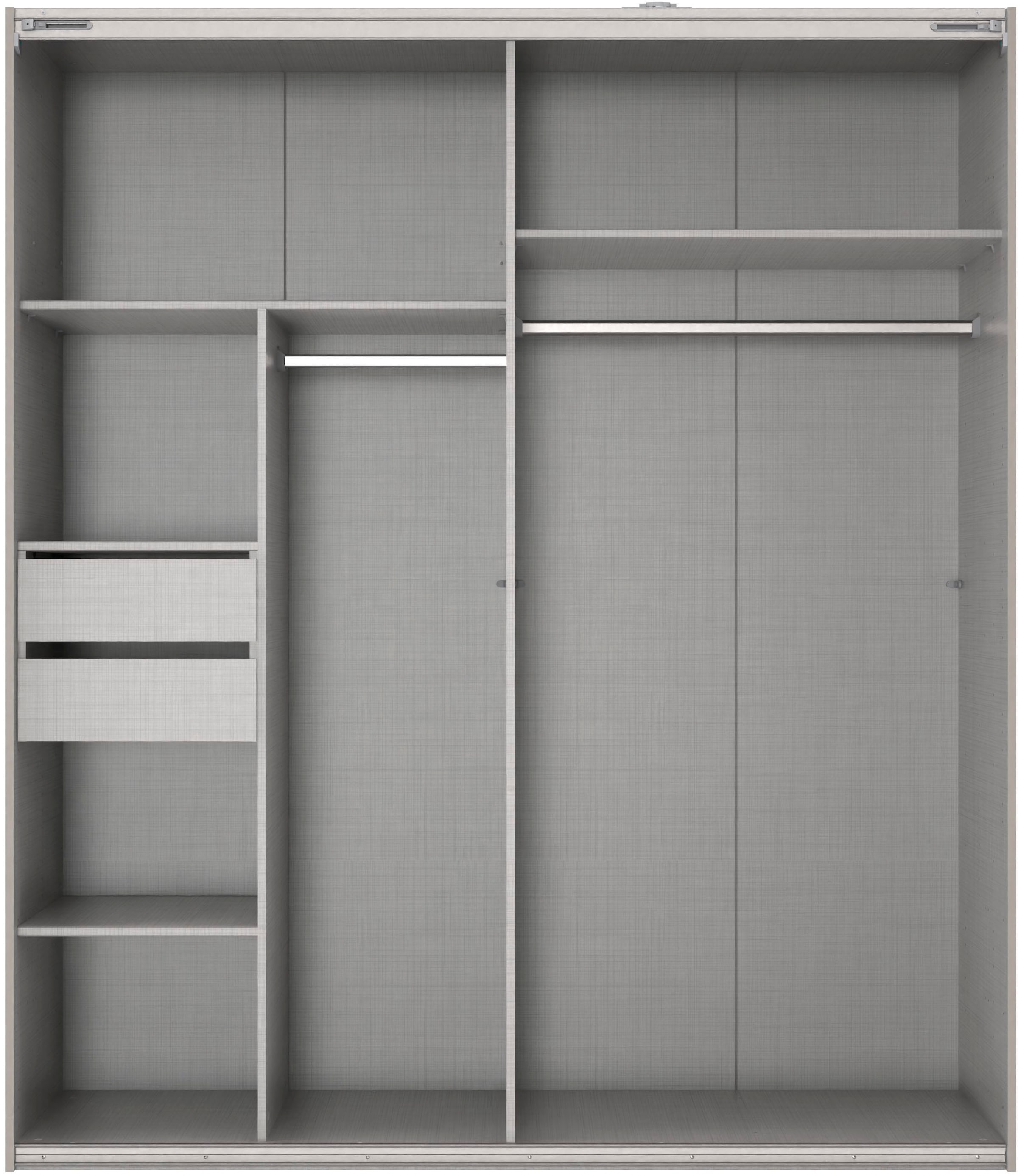 Wimex Schwebetürenschrank »Mugano, Made in Germany, Lieferung bis in Deine Etage und Stellort«, (wähle Deine Ausstattung: Basic oder Premium!), 3 Schwebetüren, grosse Grössen, mit oder ohne Spiegel, Metallgriffe