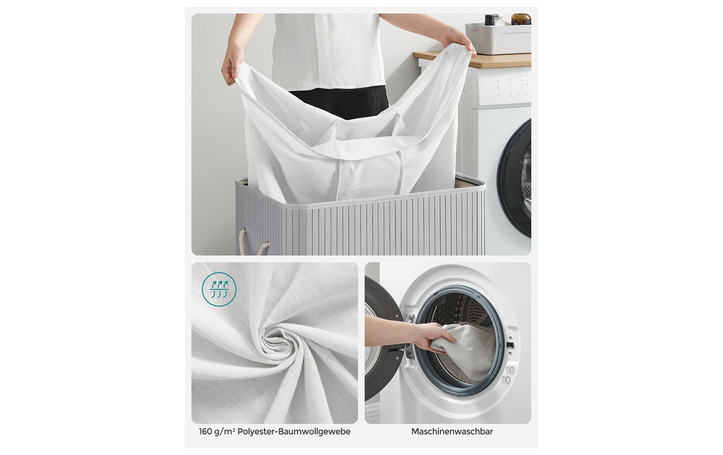 SONGMICS Wäschekorb »faltbar mit 3 Fächern 150 l« mit Wäschesack