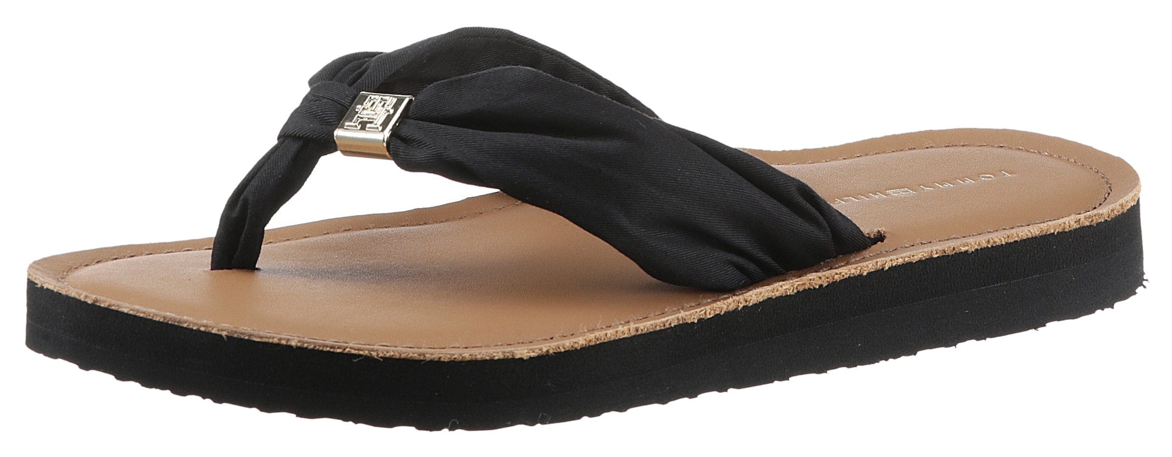 Tommy Hilfiger Zehentrenner »TH ELEVATED BEACH SANDAL«, Sommerschuh, Schlappen mit Label