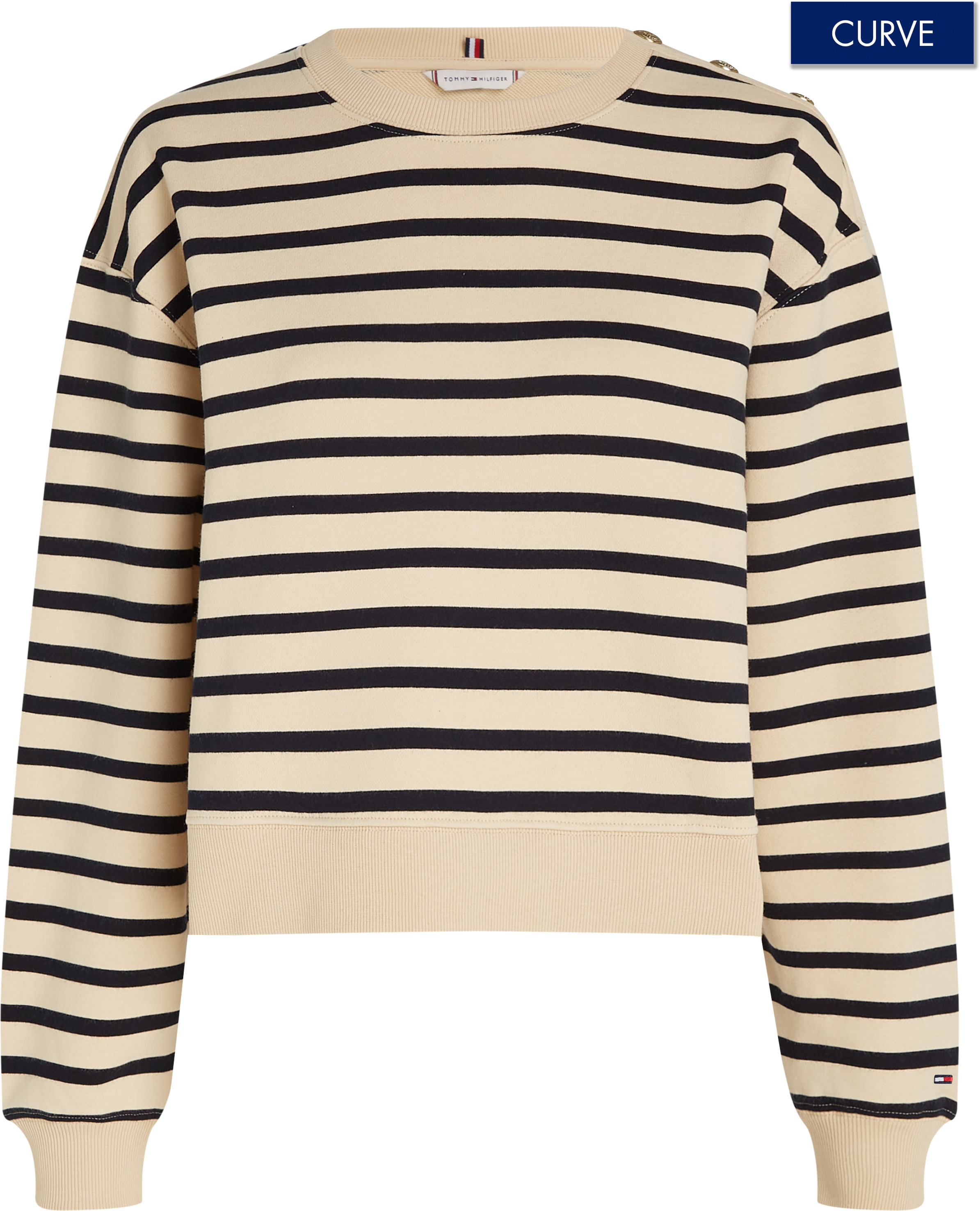 Sweatshirt »CRV REG GOLD BTN POLO SWTSHRT«, in Grossen Grössen, Reine Baumwolle,...