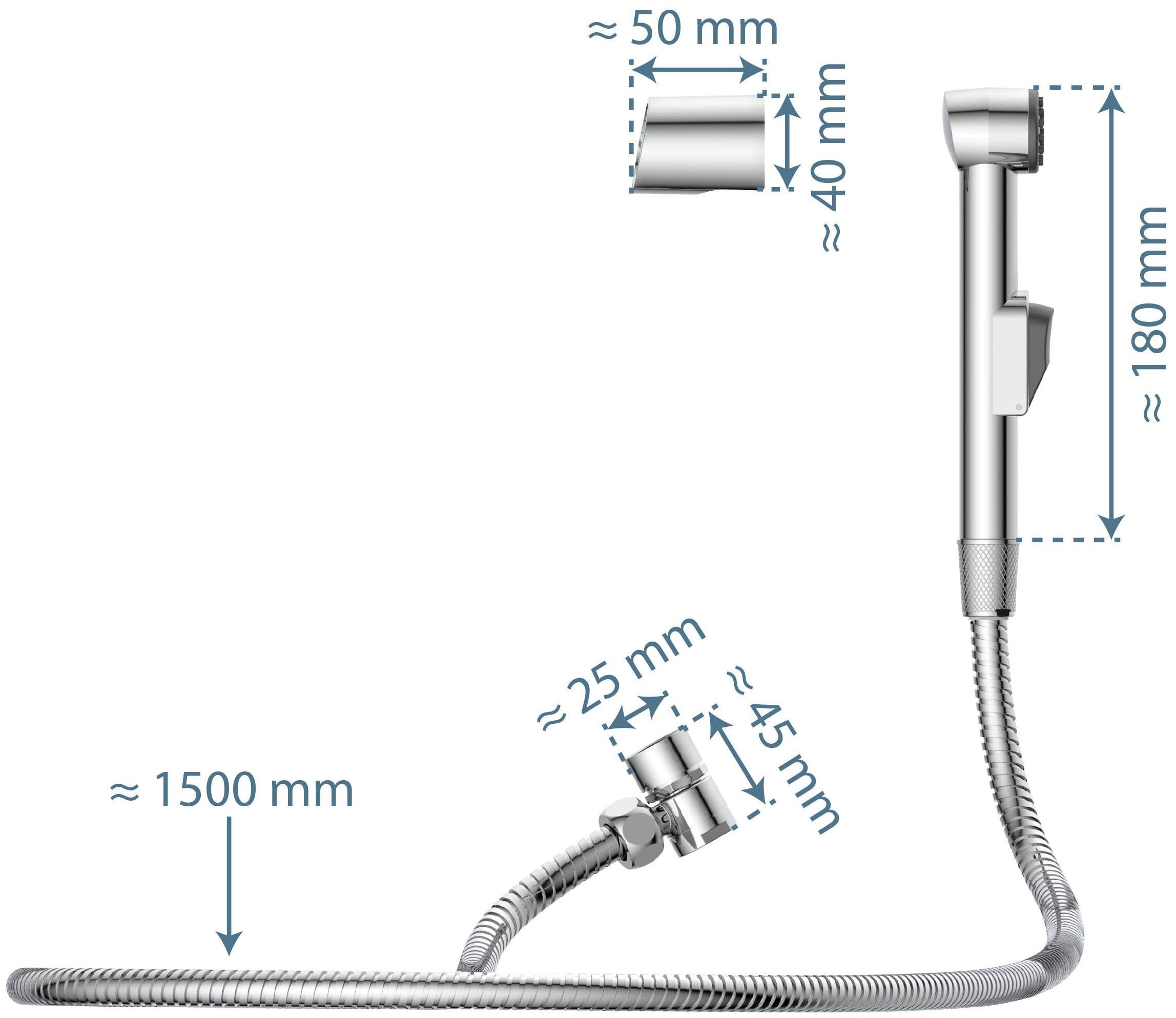 Schütte Waschbeckendusche, (Set, 3 tlg.), Waschbeckenhandbrause mit Wandhalterung+Schlauch (150cm) und Adapter