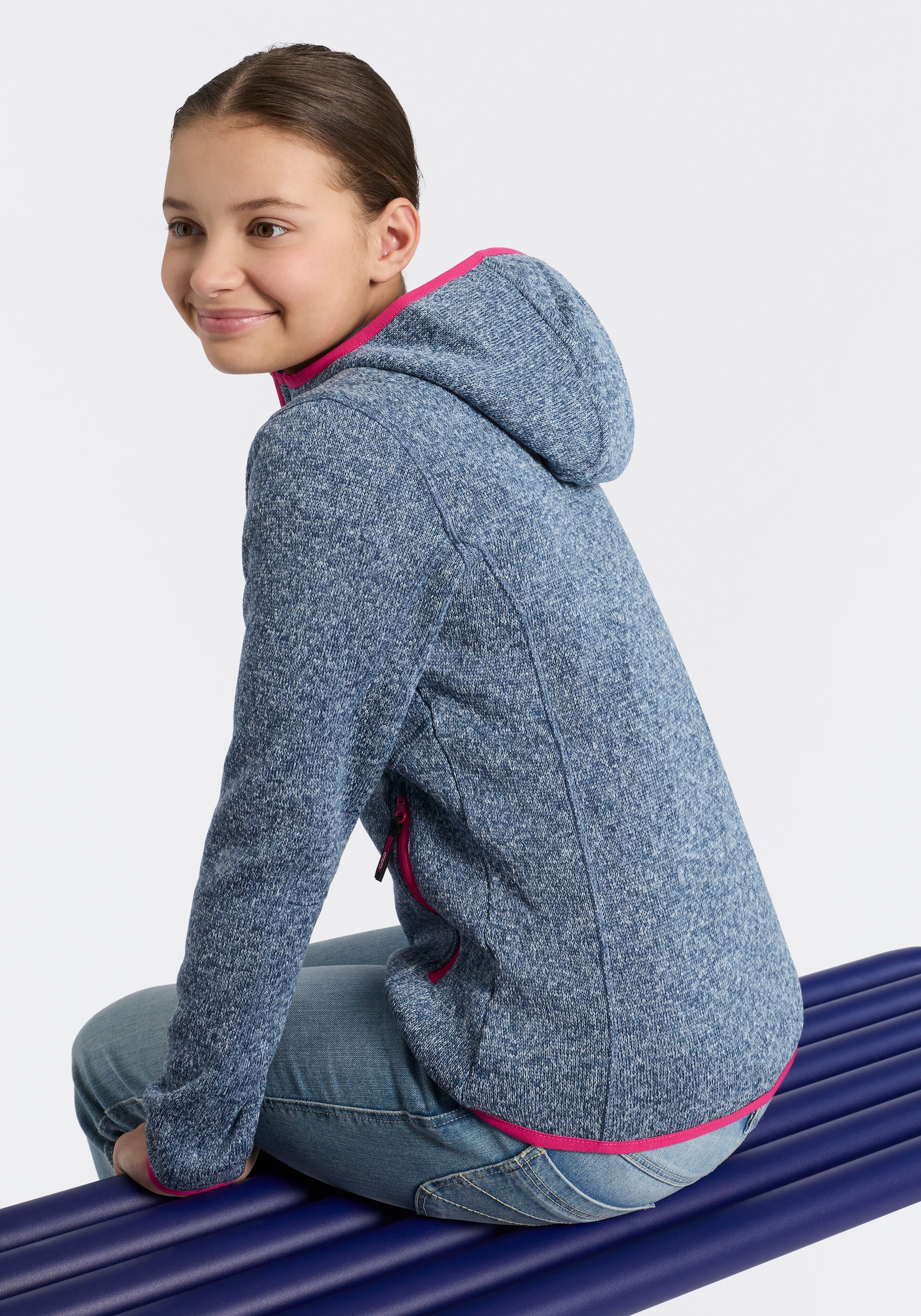 CMP Veste en laine polaire mit Kapuze Übergangsjacke für Kinder, mit Kapuze, mit Reissverschlusstaschen