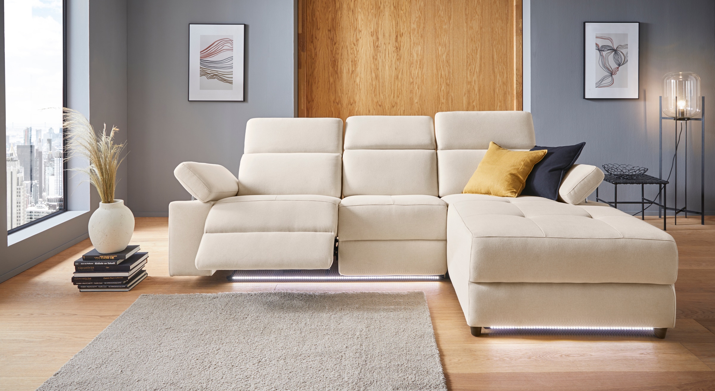 Home affaire Canapé d'angle »Kilado, L-Form,« mit Relaxfunktion, verstellbarer Armlehne, Kopfteilverstellung