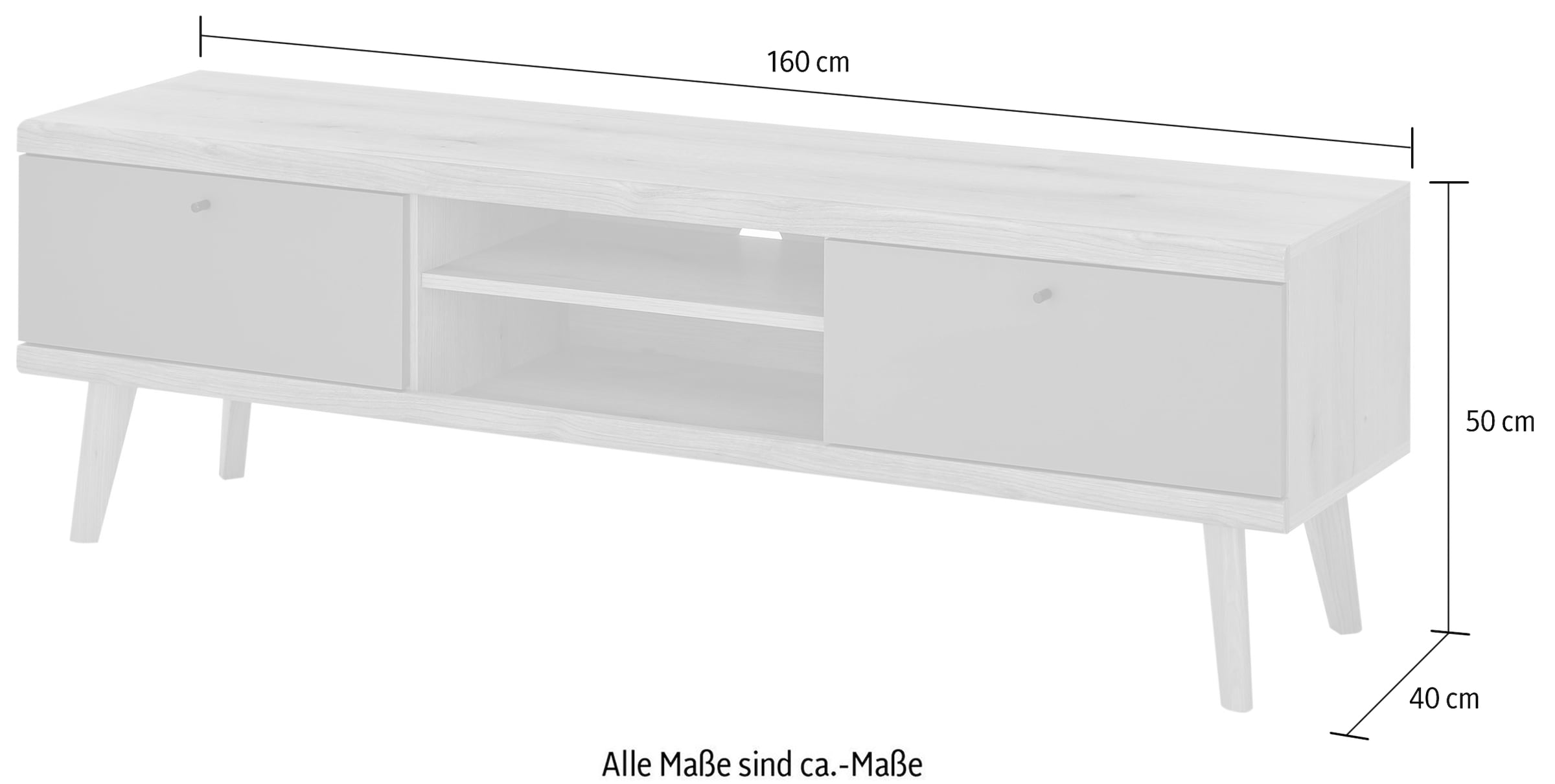 Home affaire Lowboard »MAVAS« in moderner Trendfarbe, Griffe aus Metall (Schwarz), Breite 160 cm