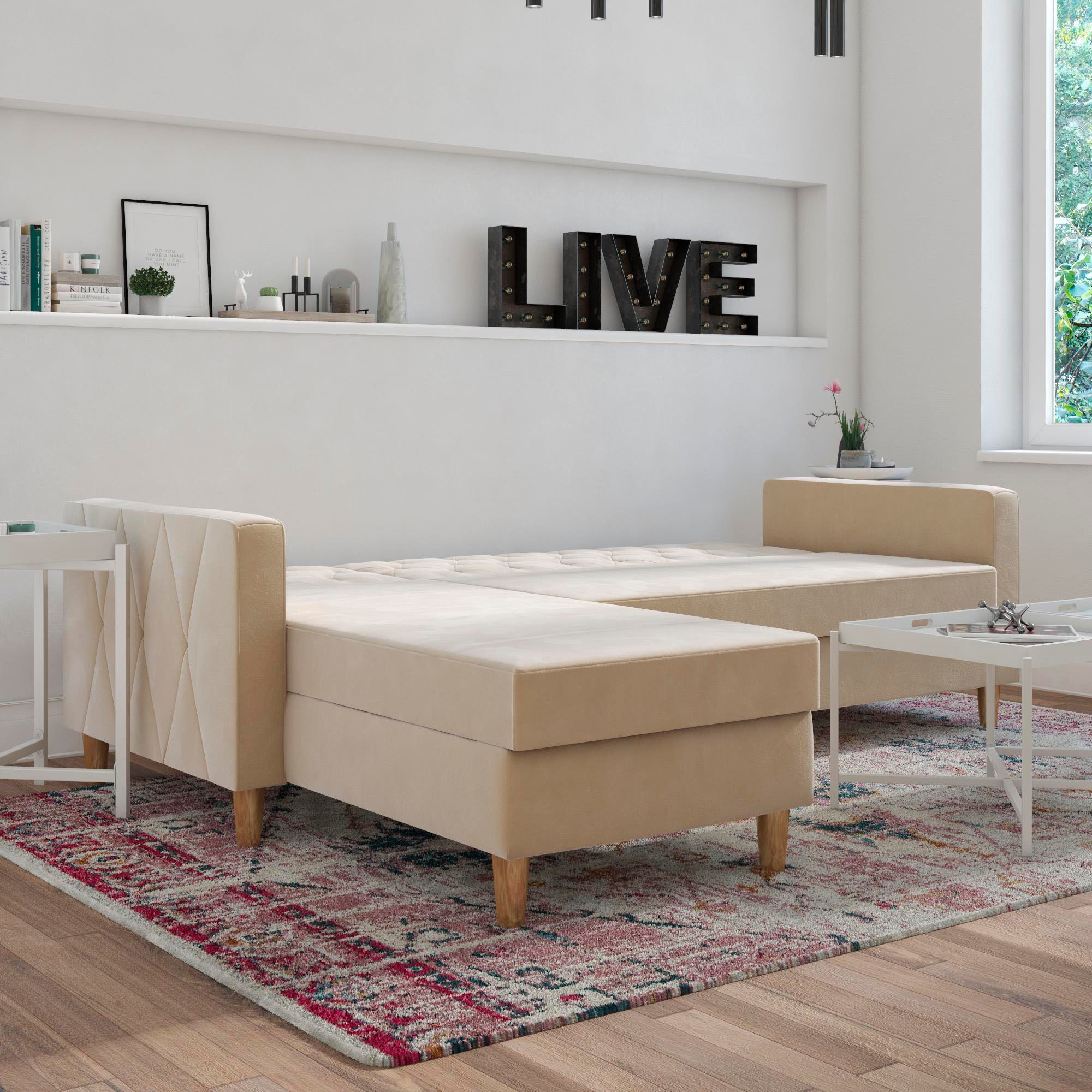 CosmoLiving by Cosmopolitan Ecksofa »Liberty, L-Form,« mit Schlafffunktion, Recamiere beidseitig montierbar, Sitzhöhe 43 cm