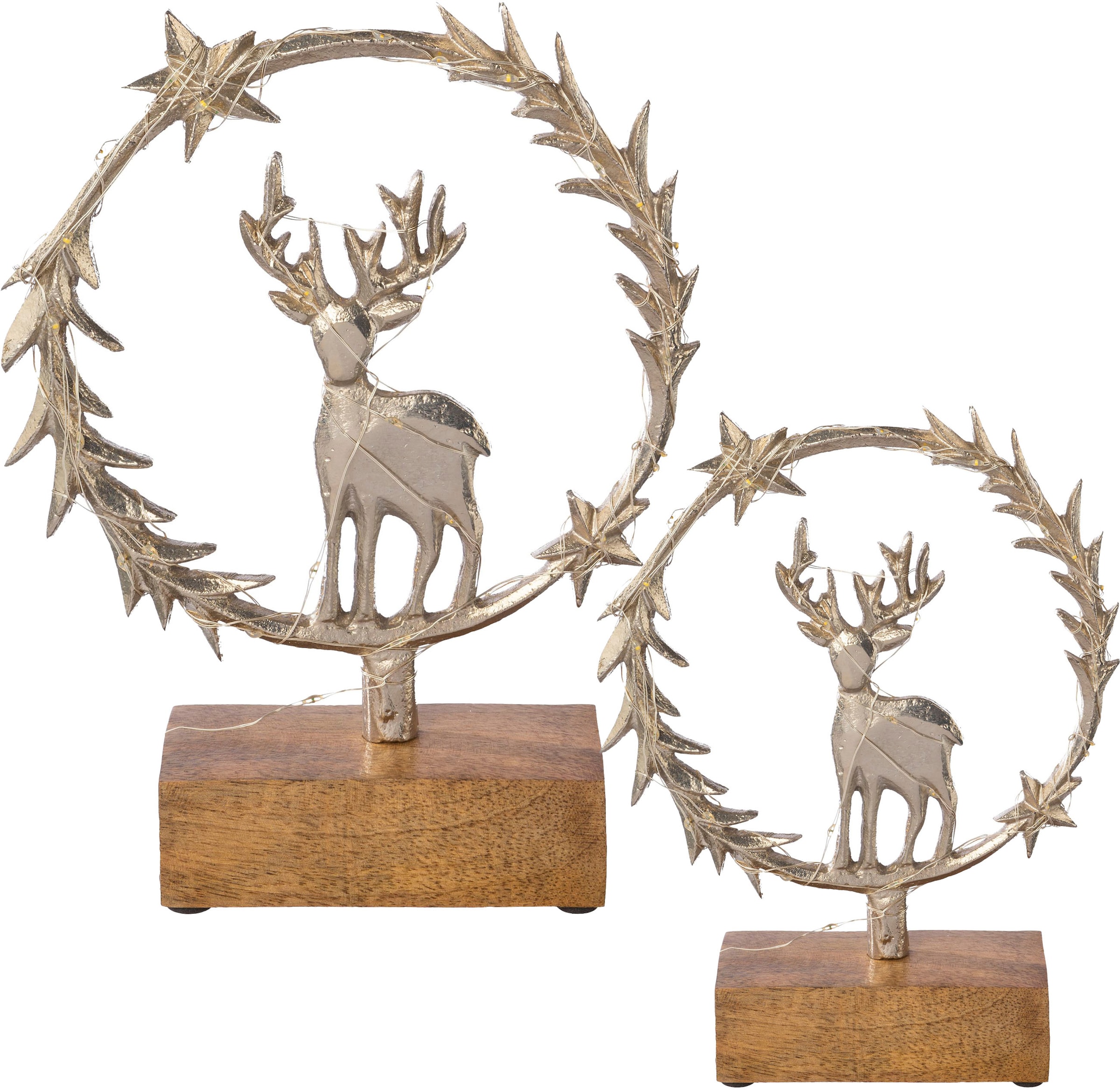 Image of Creativ deco Dekofigur "LUMEN, Deko-Objekt Kranz mit Hirsch" Weihnachtsdeko, Batteriebetrieb