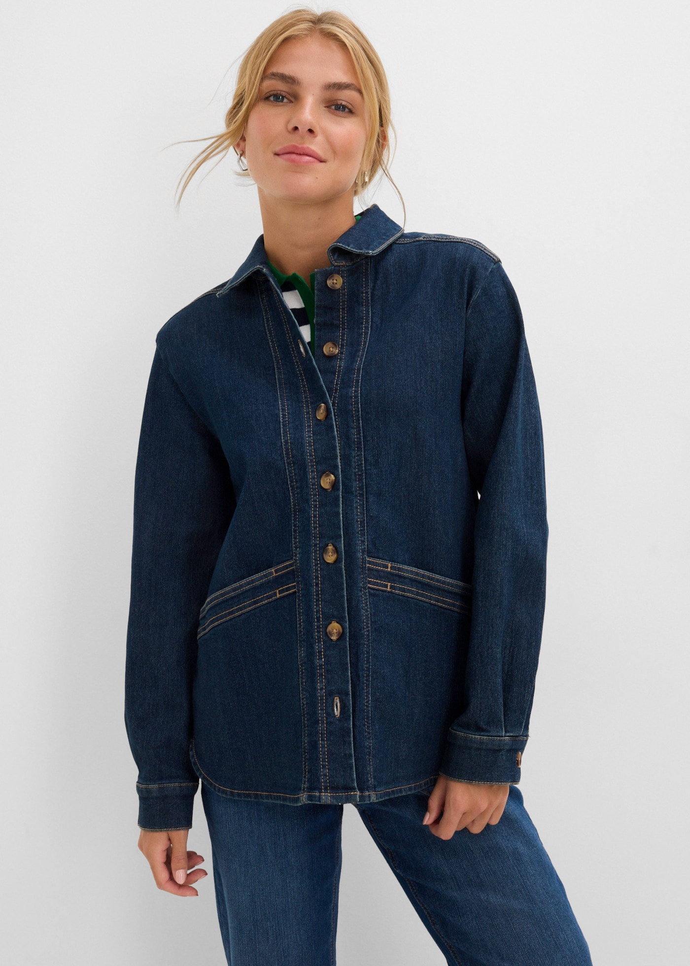 Image of bonprix Jeansjacke Regular Fit, Langarm, aus Baumwolle, Casual-Stil