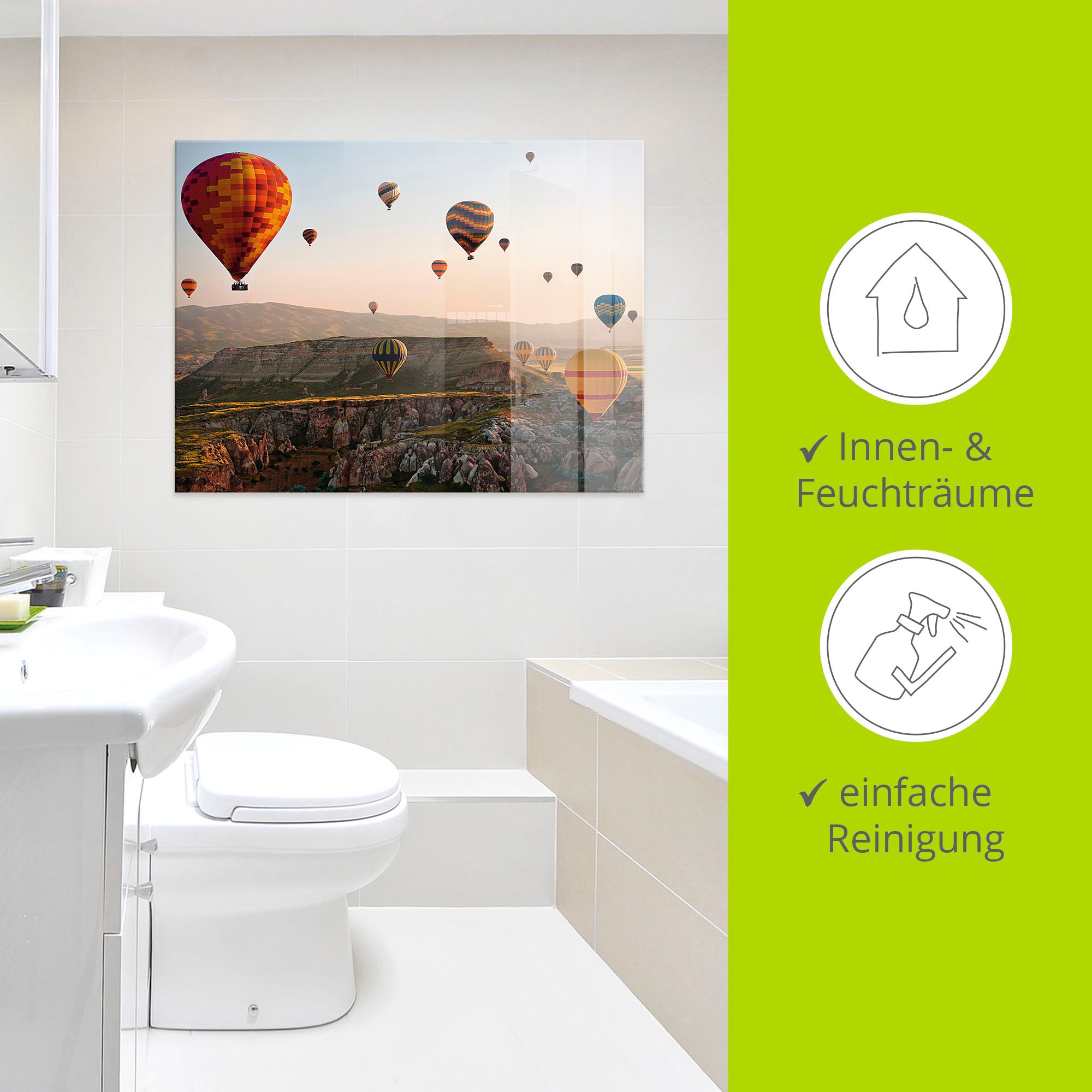 Artland Glasbild »Kappadokien Ballonfahrt«, Ballonfahren, (1 St.), in verschiedenen Grössen